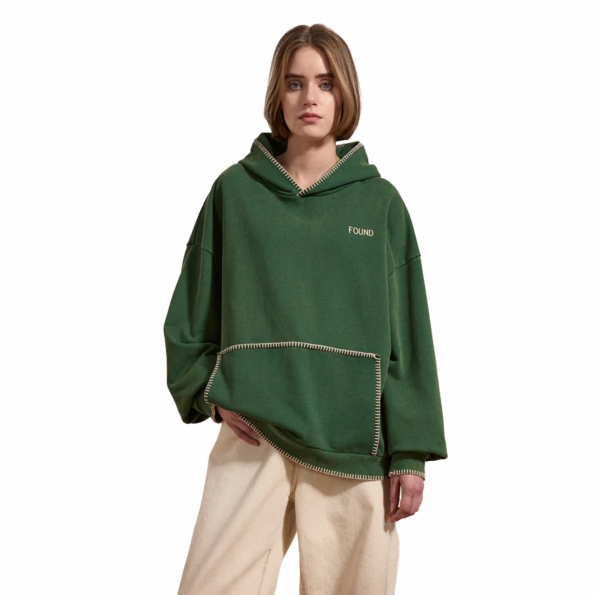 Found Stitched Border Hoodie (Vintage Forest) - August Shop