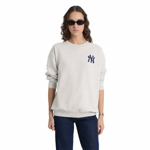 Sporty & Rich Men's Heritage Yankees Serif Crewneck (Heather Grey/Navy) - August Shop