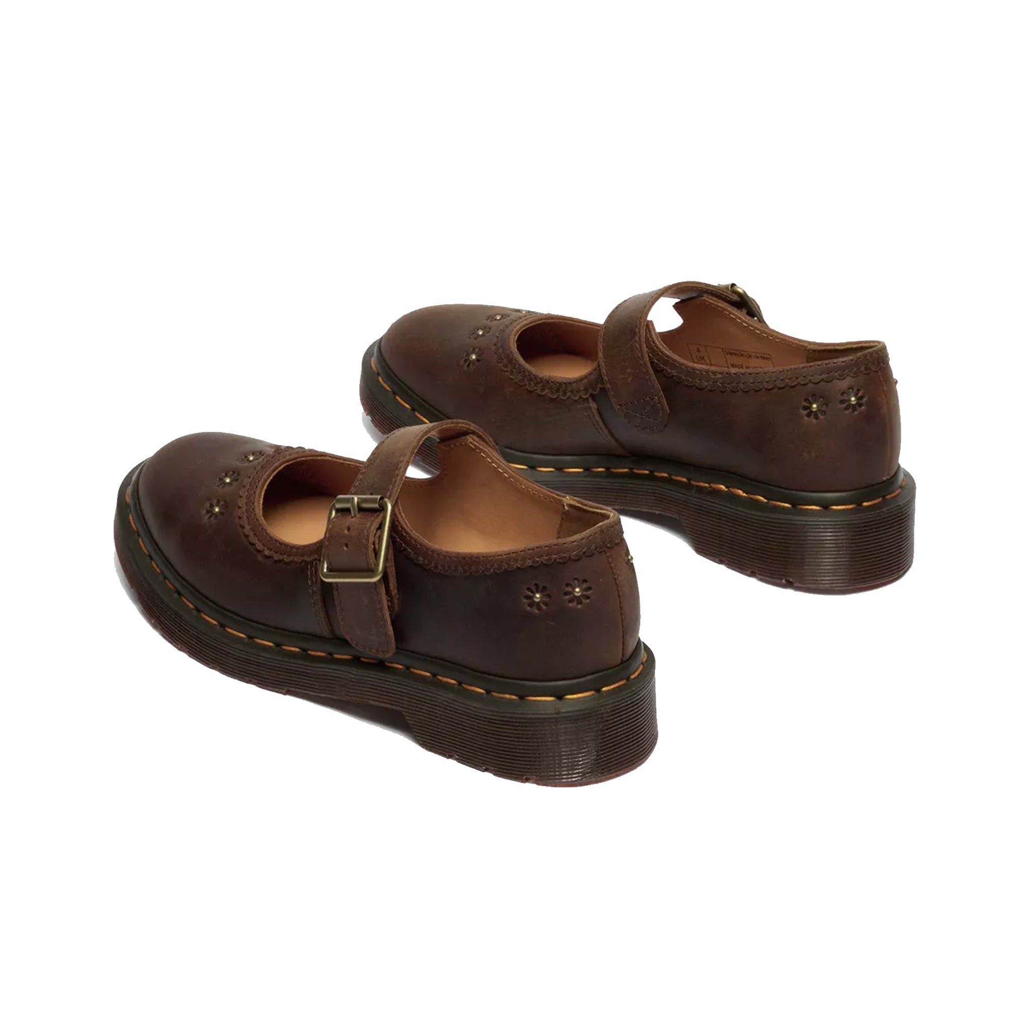 Dr. Martens Women's Mary Jane Flower Shoes - Crazy Horse (Dark Brown) - August Shop