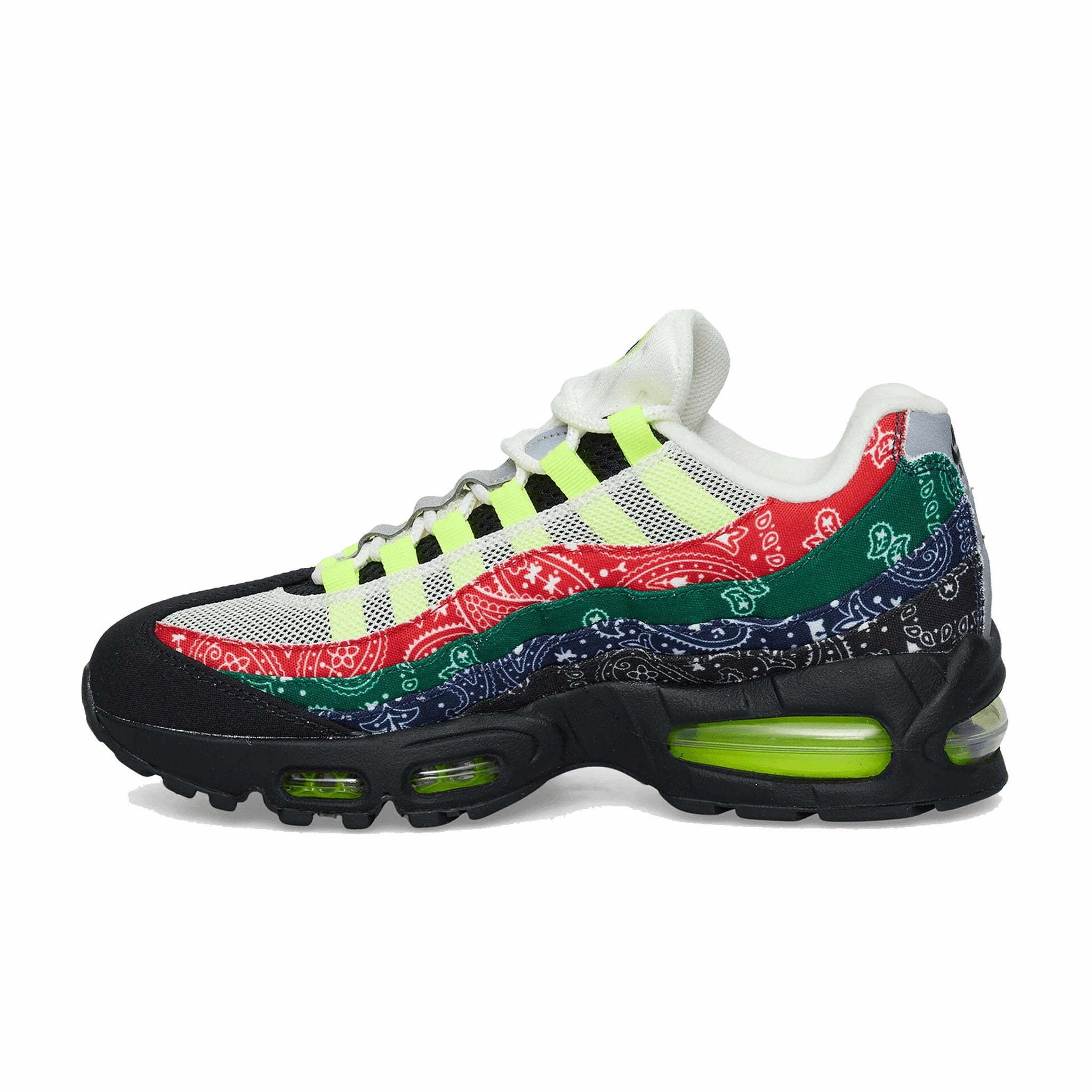 Nike Unisex Air Max 95 Big Bubble "Bandana" (Sail/Volt-University Red-Sport Green) - August Shop