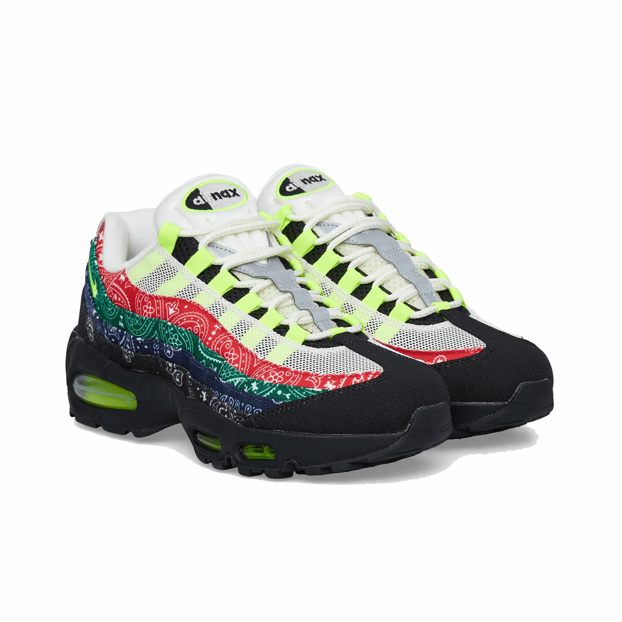 Nike Unisex Air Max 95 Big Bubble "Bandana" (Sail/Volt-University Red-Sport Green) - August Shop