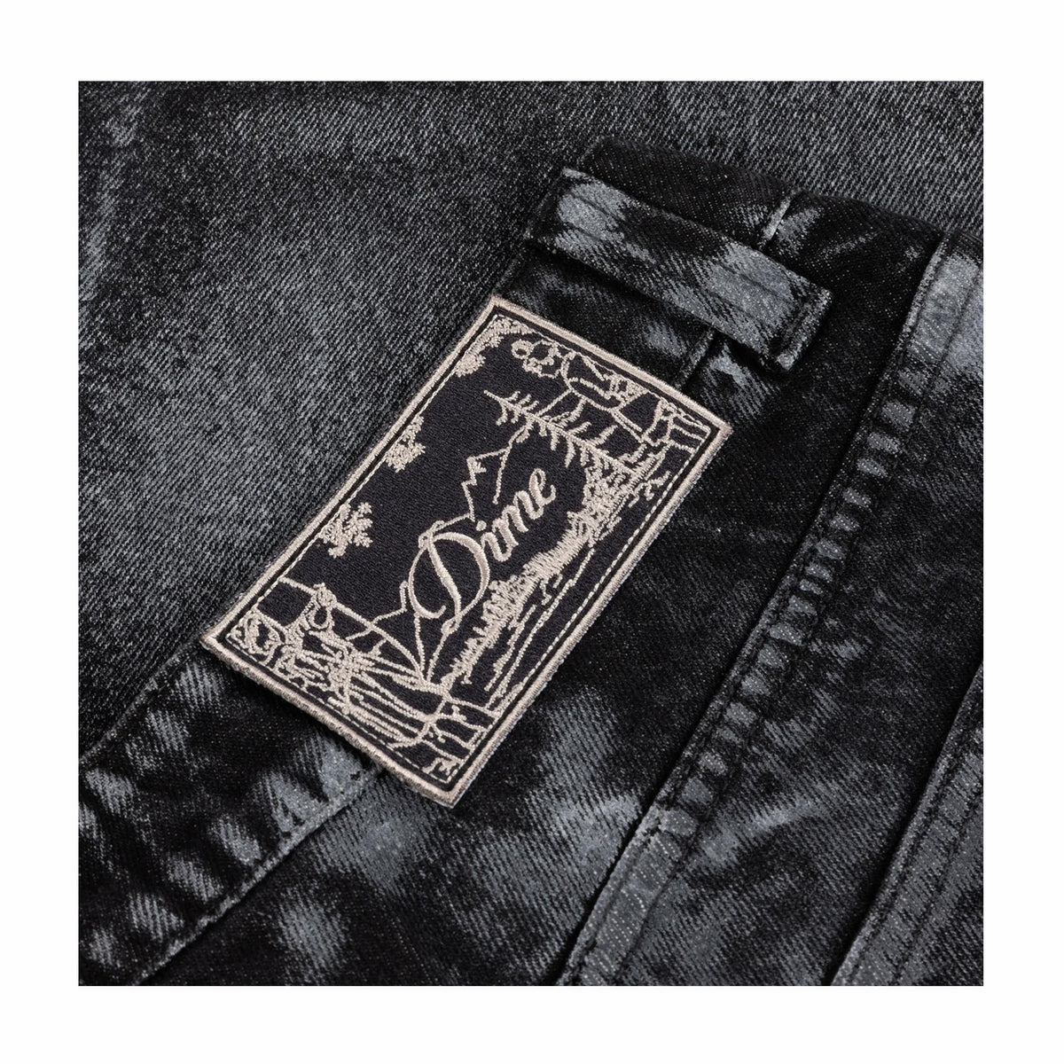 Dime Baggy Denim Pants (Black/White Paint)