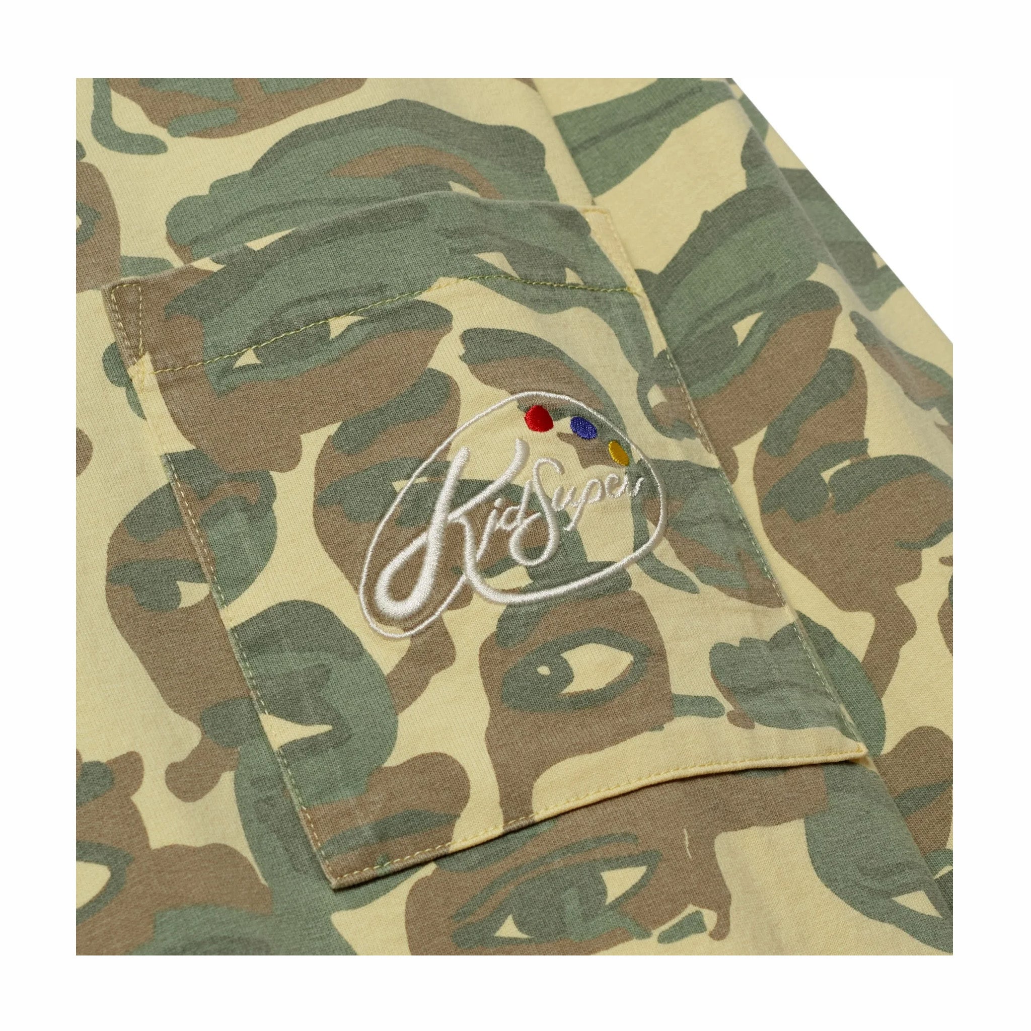 Kidsuper Face Camo Longsleeve Shirt (Heavy Wash/Blue Rib) - August Shop