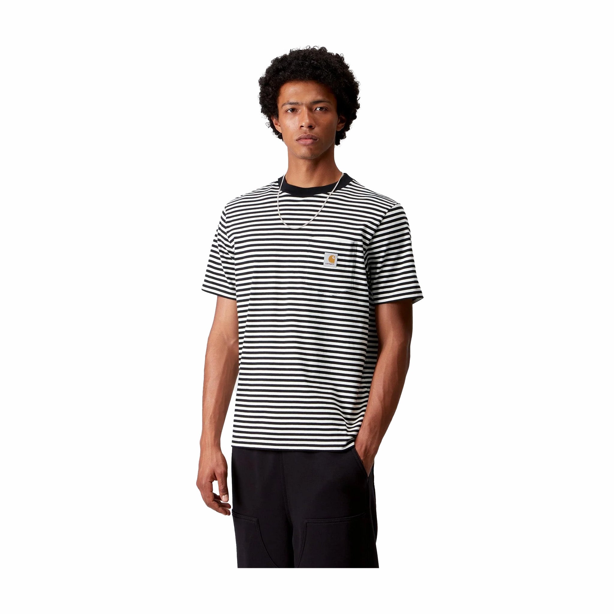 Carhartt WIP Verner Stripe Pocket T-Shirt (Black/Wax) - August Shop