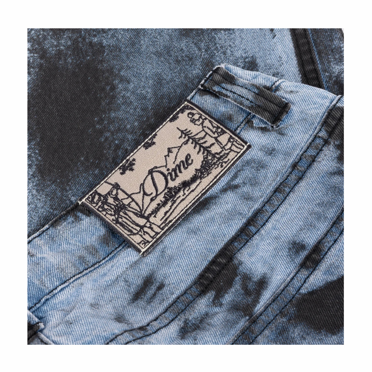 Dime Relaxed Denim Pants (Light Blue/Black Paint)