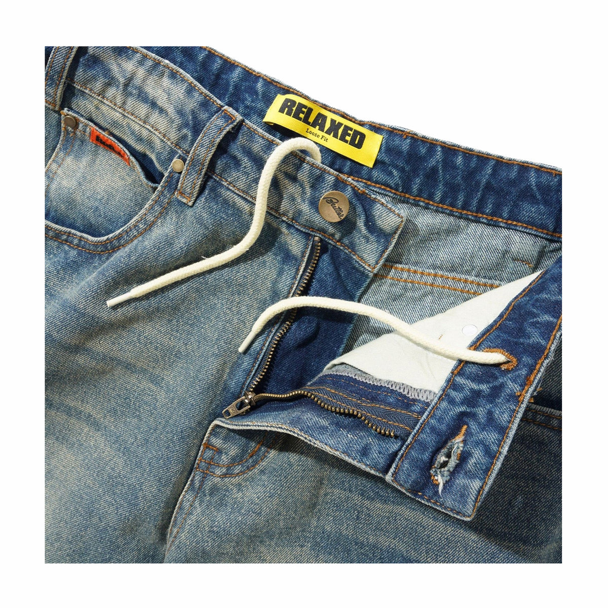 Butter Goods Relaxed Denim Jeans (Distressed Mid Blue)
