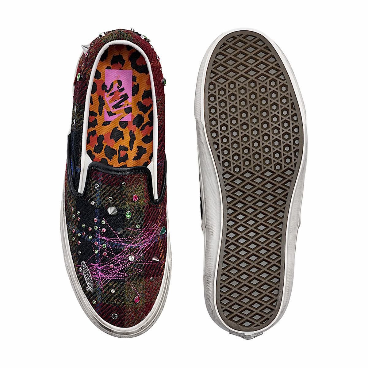 Vans Men's Premium Classic Slip On 98 Harris Tweed (Red/Multi)