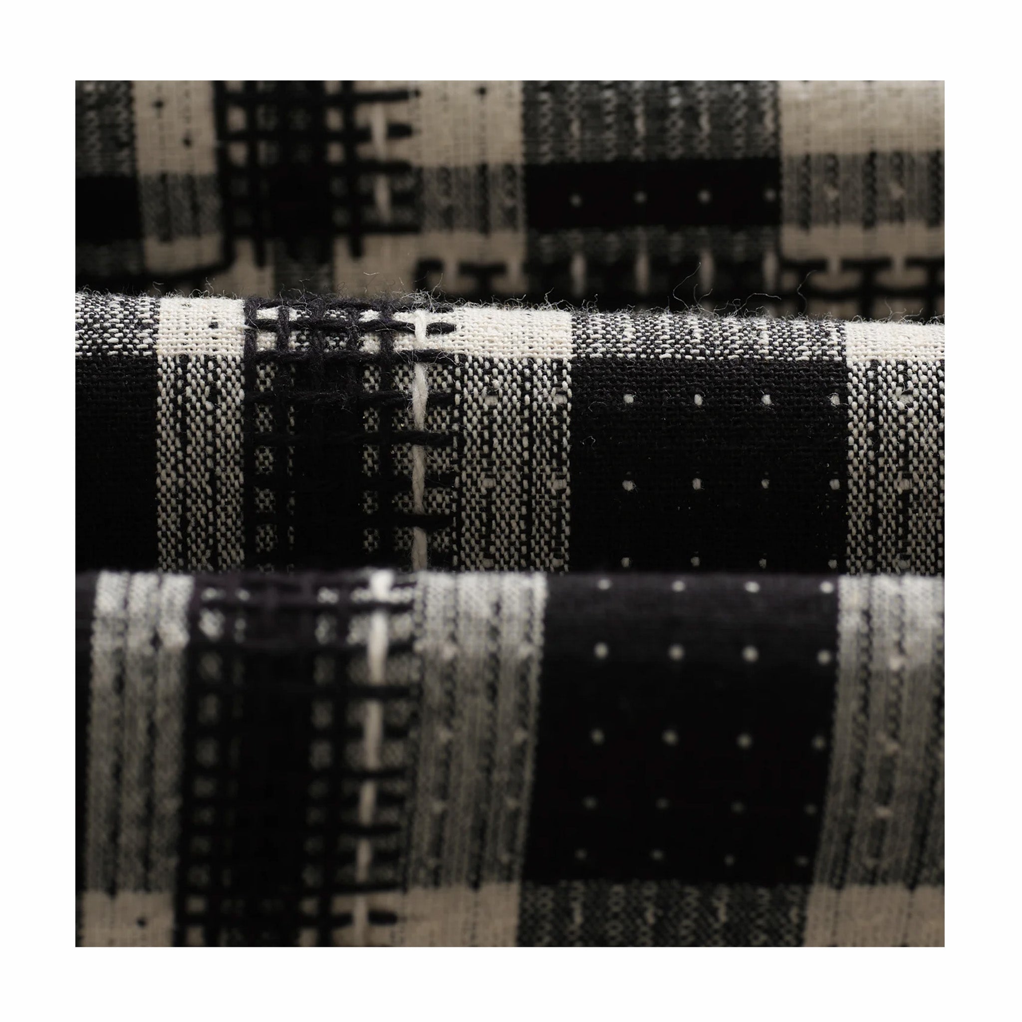 Wax London Whiting Overshirt - Glitch Check (Black/Ecru) - August Shop