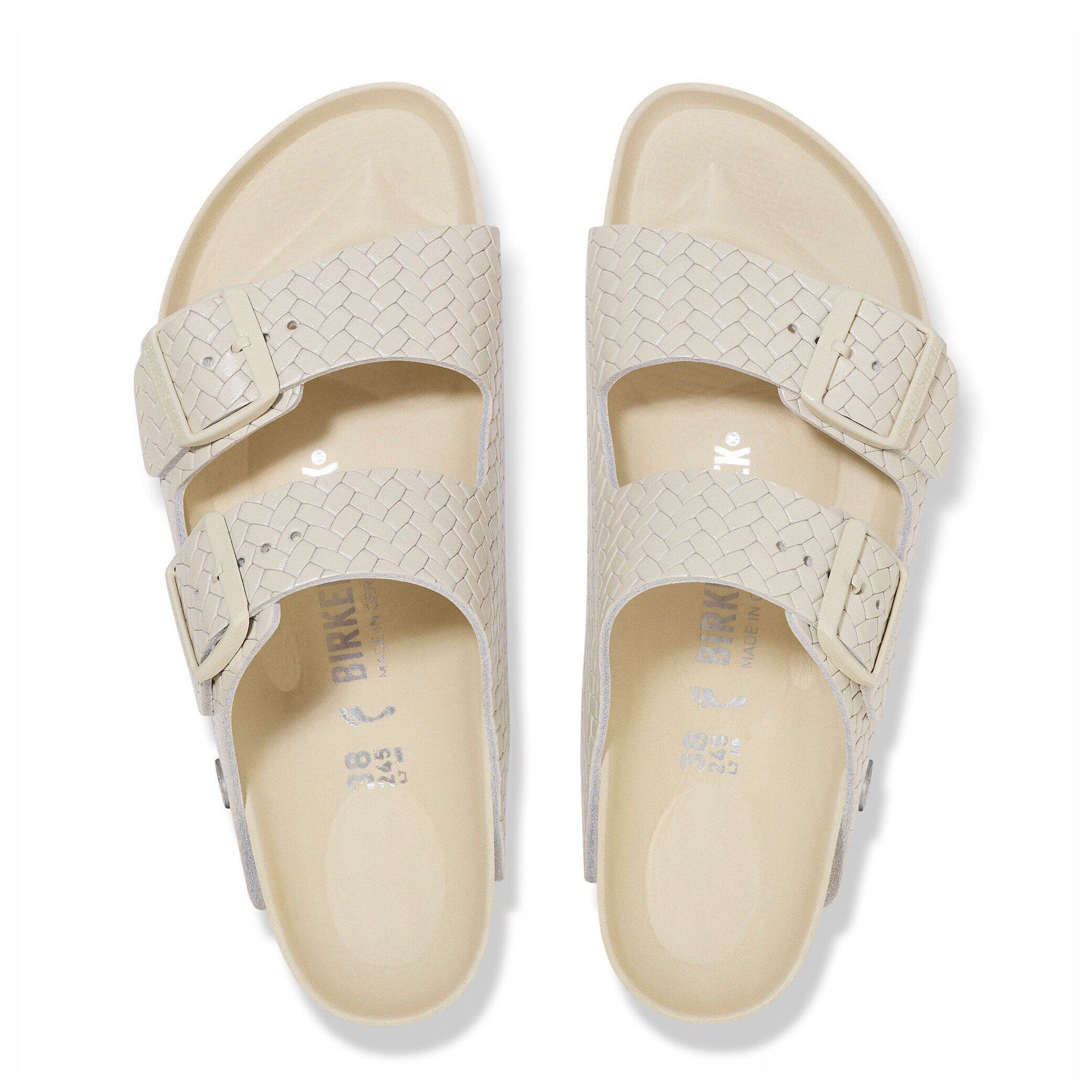 Birkenstock Women's Arizona Leather - Narrow (Woven Embossed Ecru) - August Shop