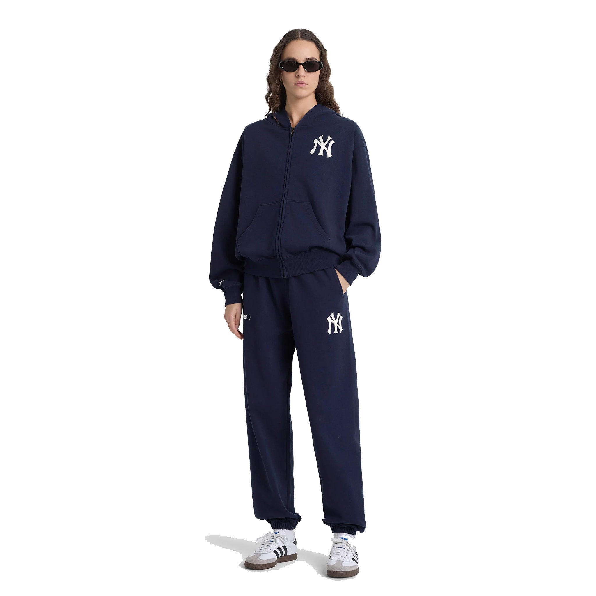 Sporty &amp; Rich Men's Heritage Yankees Serif Zip Hoodie (Dark Navy/White) - August Shop