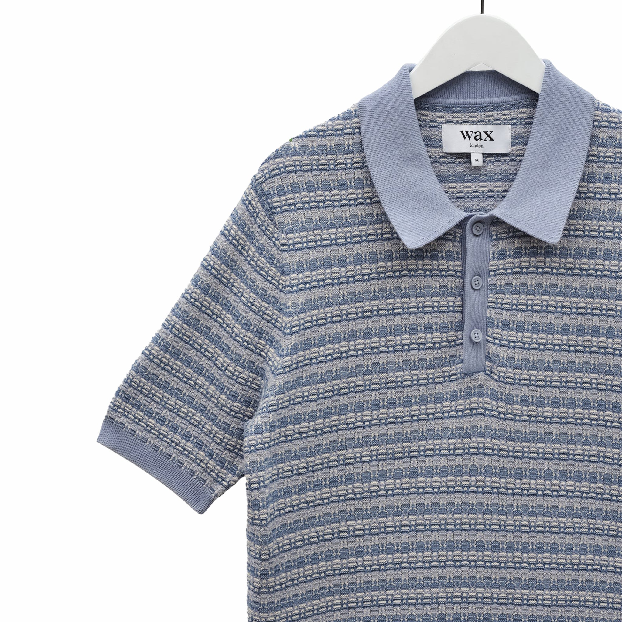 Wax London Naples SS Polo - Mini Geo (Light Blue) - August Shop