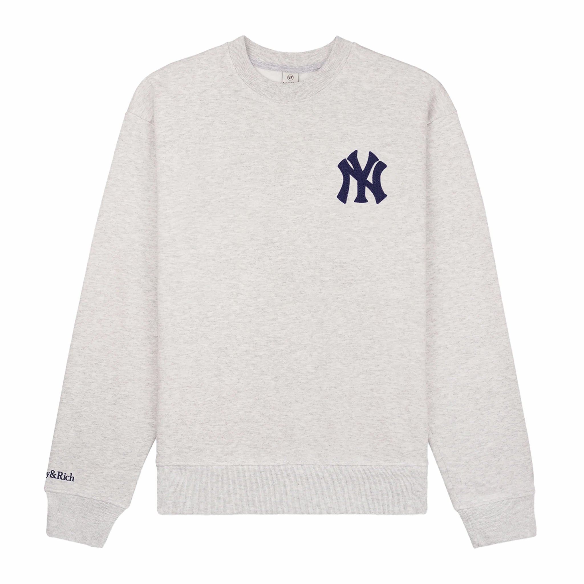 Sporty &amp; Rich Men's Heritage Yankees Serif Crewneck (Heather Grey/Navy) - August Shop