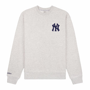 Sporty & Rich Men's Heritage Yankees Serif Crewneck (Heather Grey/Navy) - August Shop