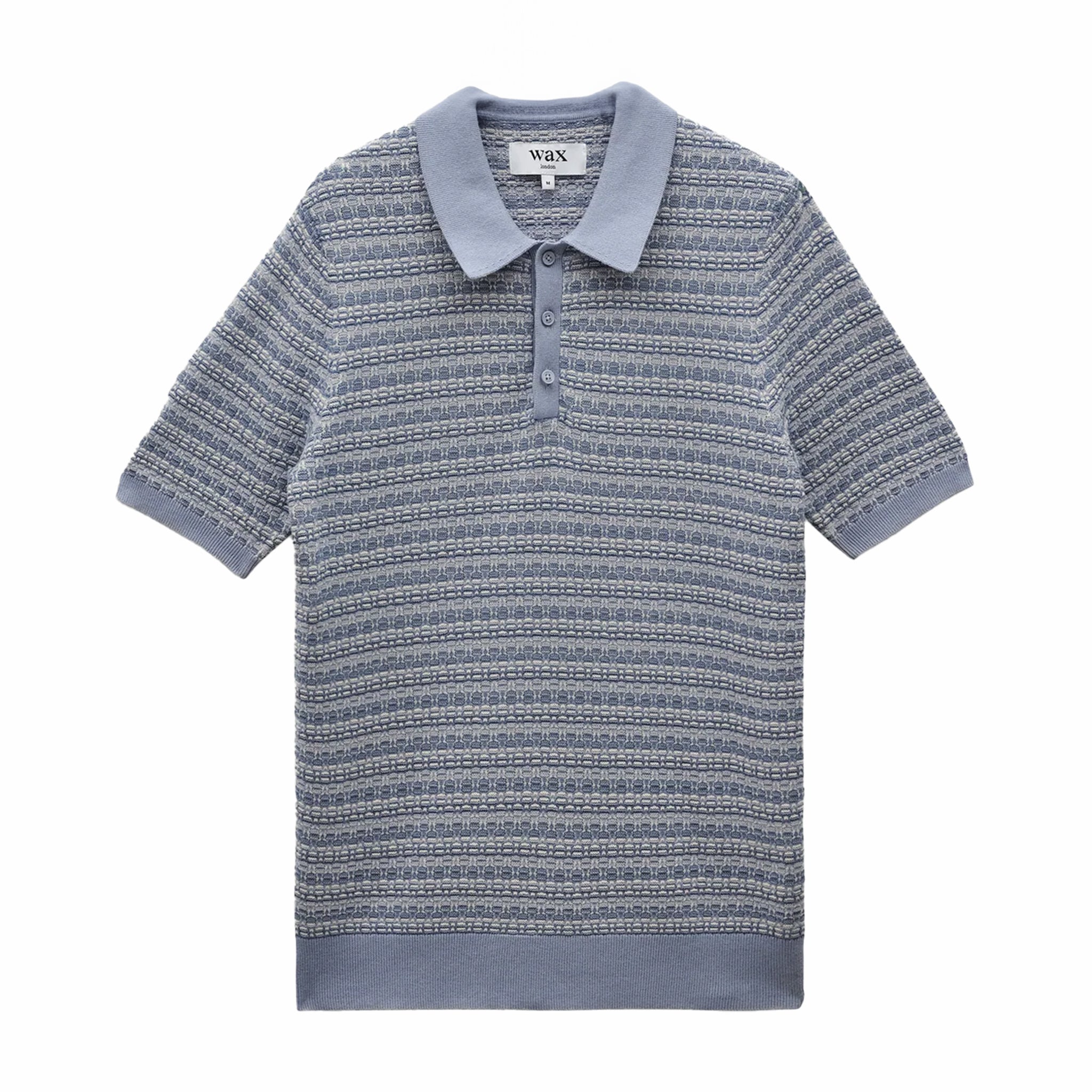 Wax London Naples SS Polo - Mini Geo (Light Blue) - August Shop