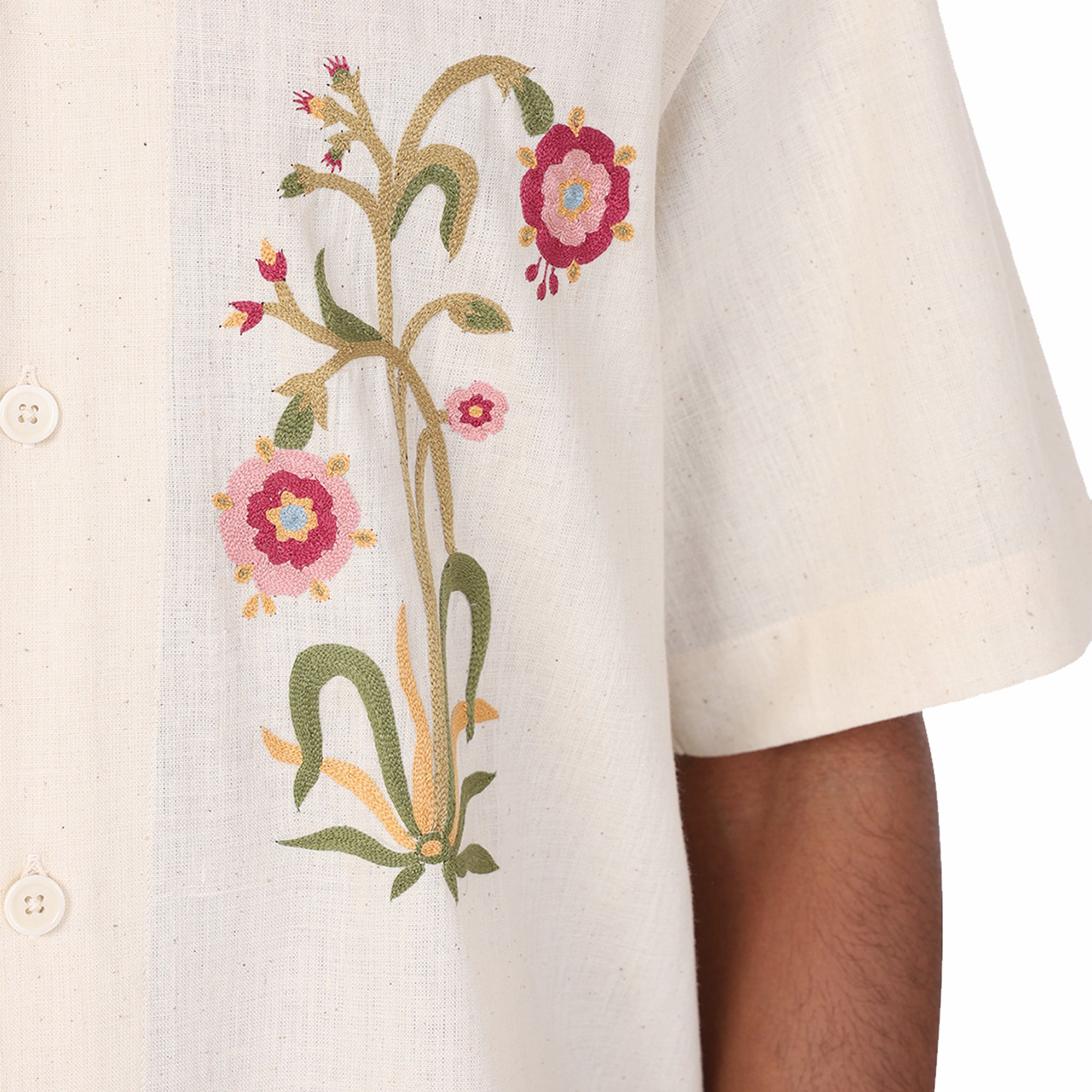 Kardo Ronen Embroidered Short Sleeve Shirt (Natural)