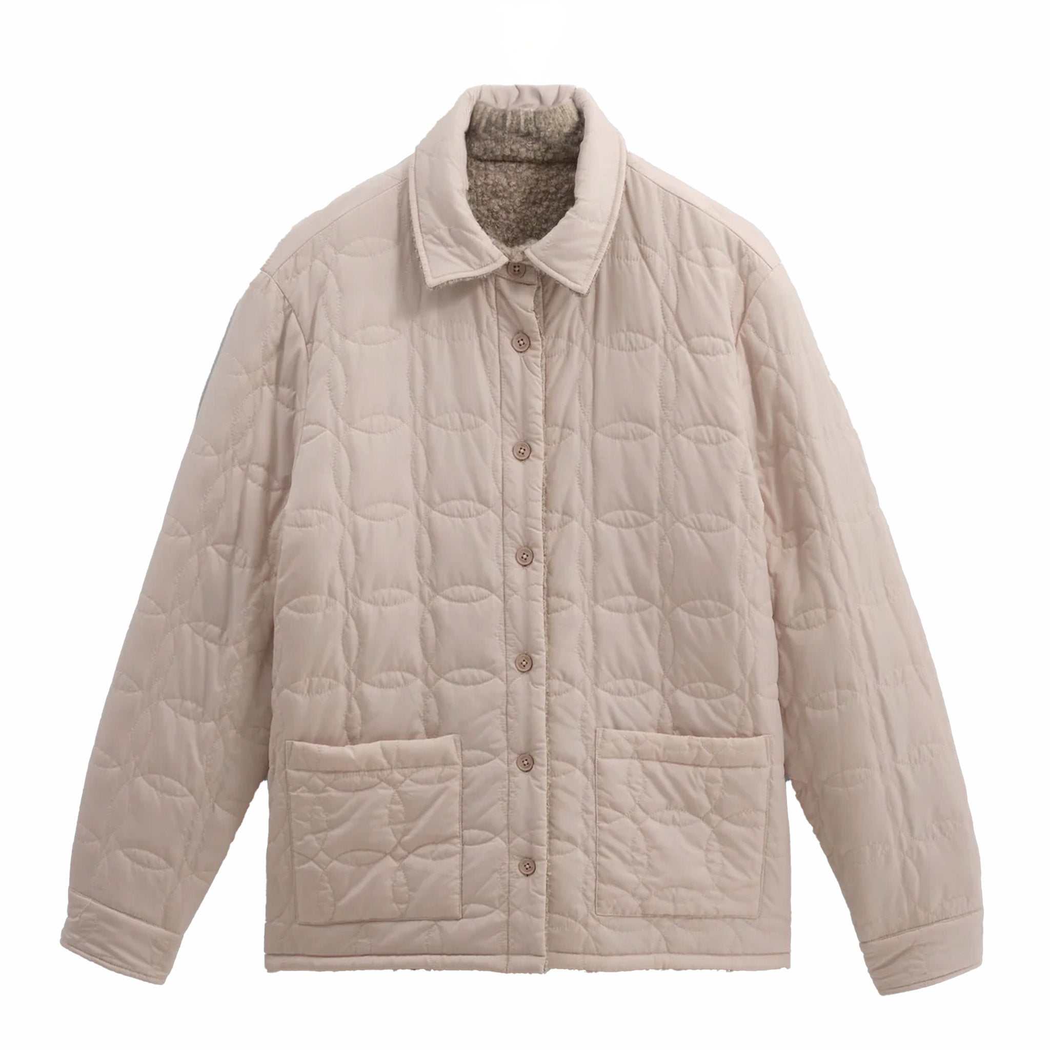 Wax London Mount Reversible Overshirt - Bobble Wool (Natural) - August Shop