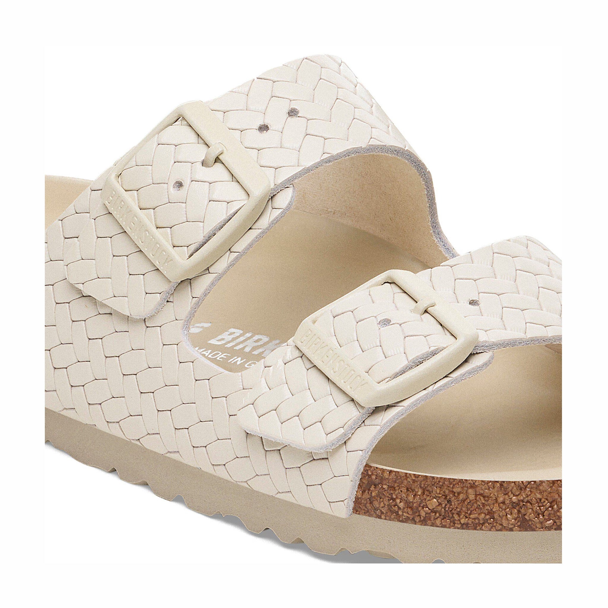 Birkenstock Women's Arizona Leather - Narrow (Woven Embossed Ecru) - August Shop