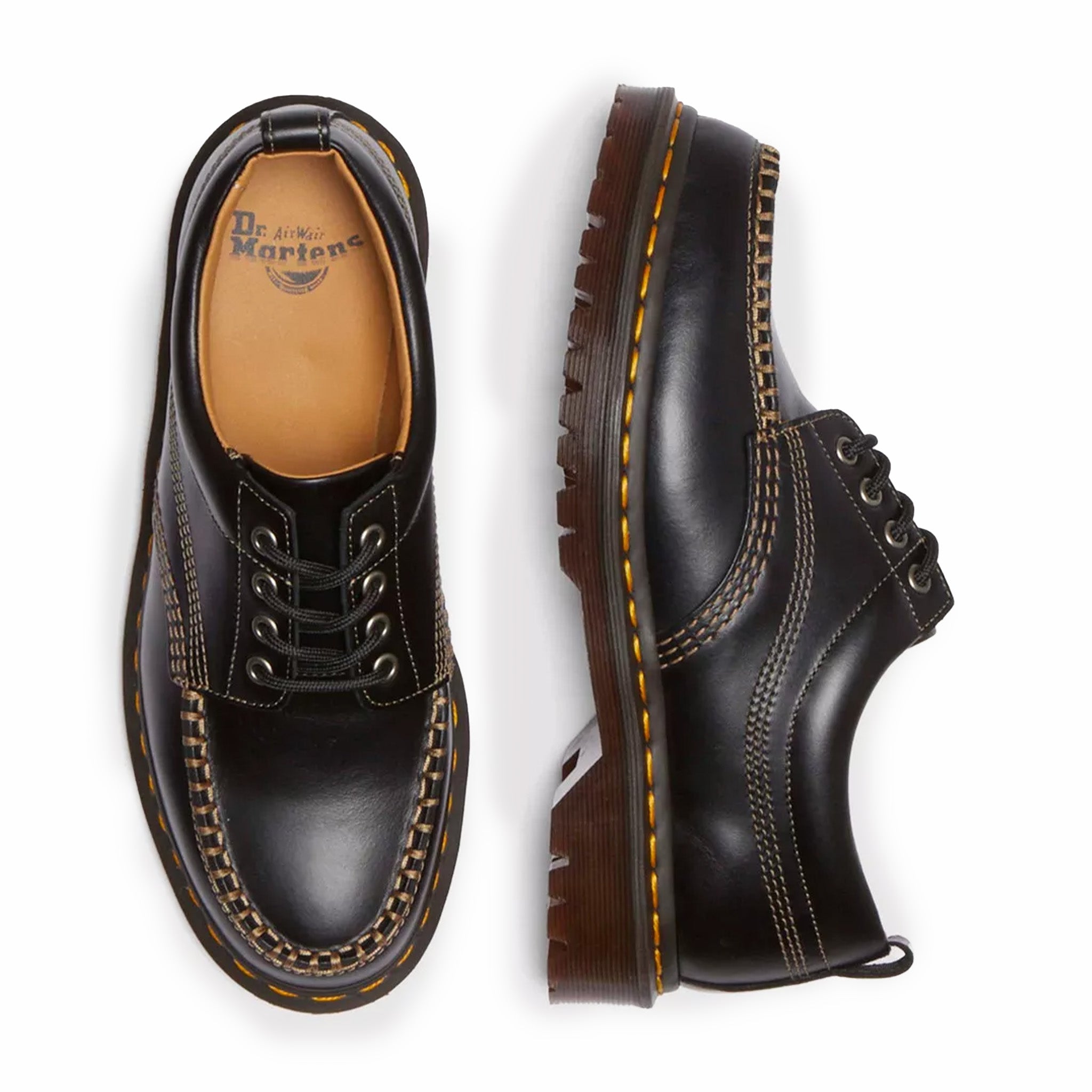 Dr. Martens Unisex Lowell Leather Moc Toe Shoes (Black/Analine