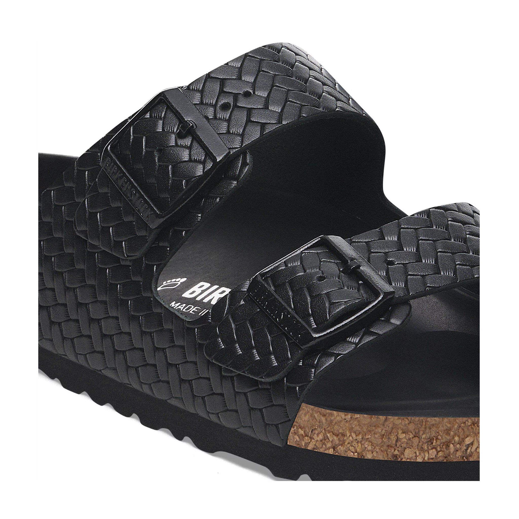 Birkenstock Women's Arizona Leather - Narrow (Woven Embossed Black) - August Shop
