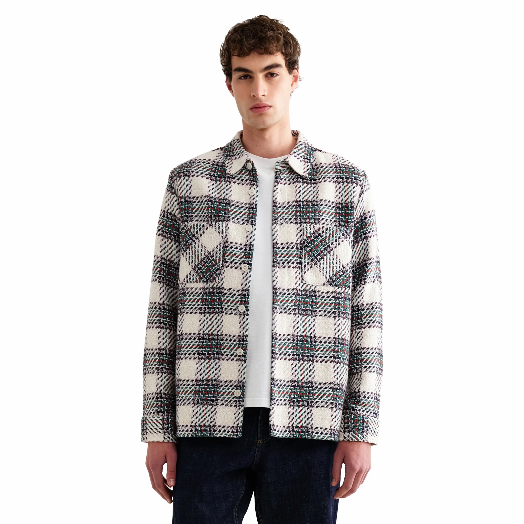 Wax London Whiting Overshirt - Hutton Check (Ecru/Multi) - August Shop