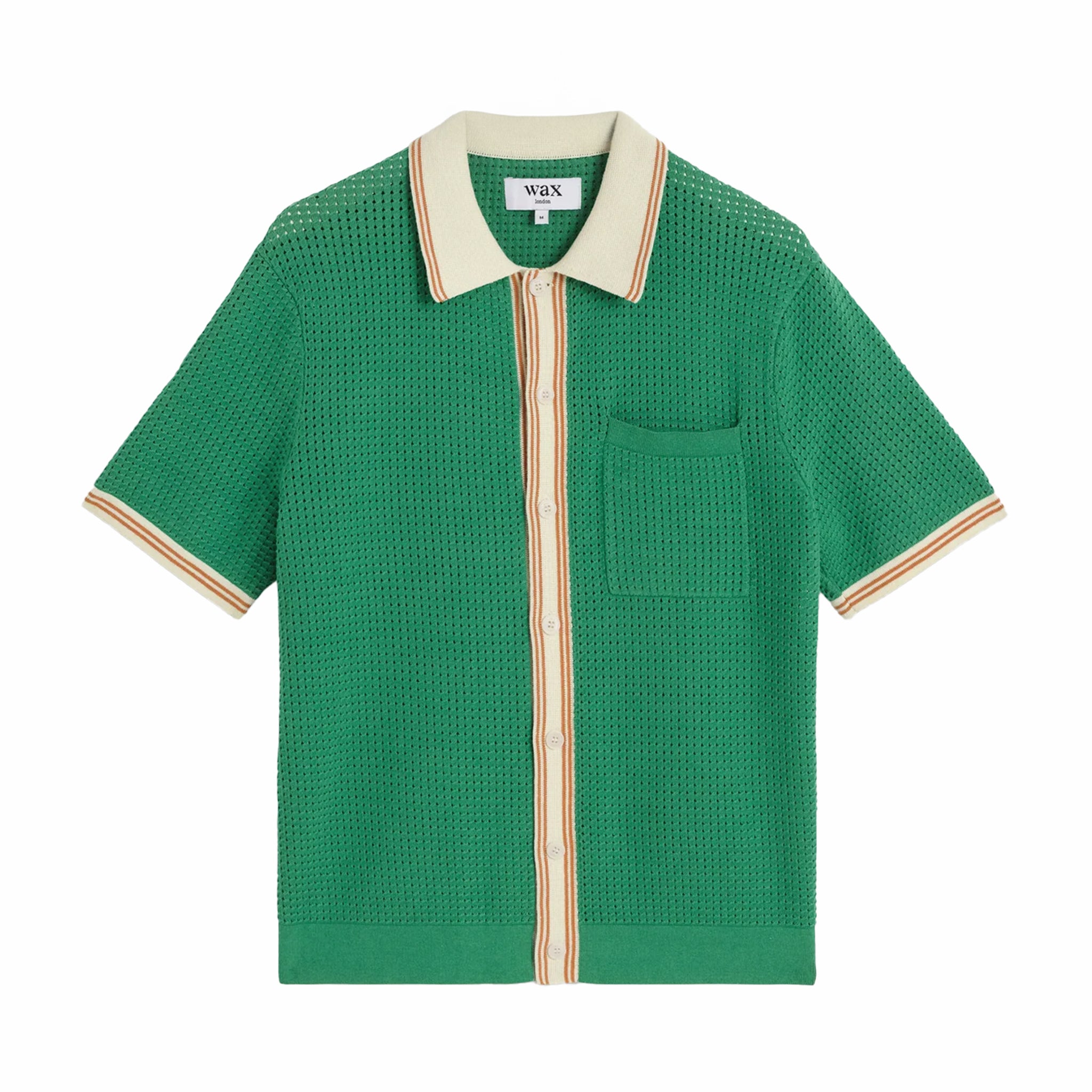 Wax London Belle SS Shirt - Tipped Pointelle (Green/Ecru) - August Shop