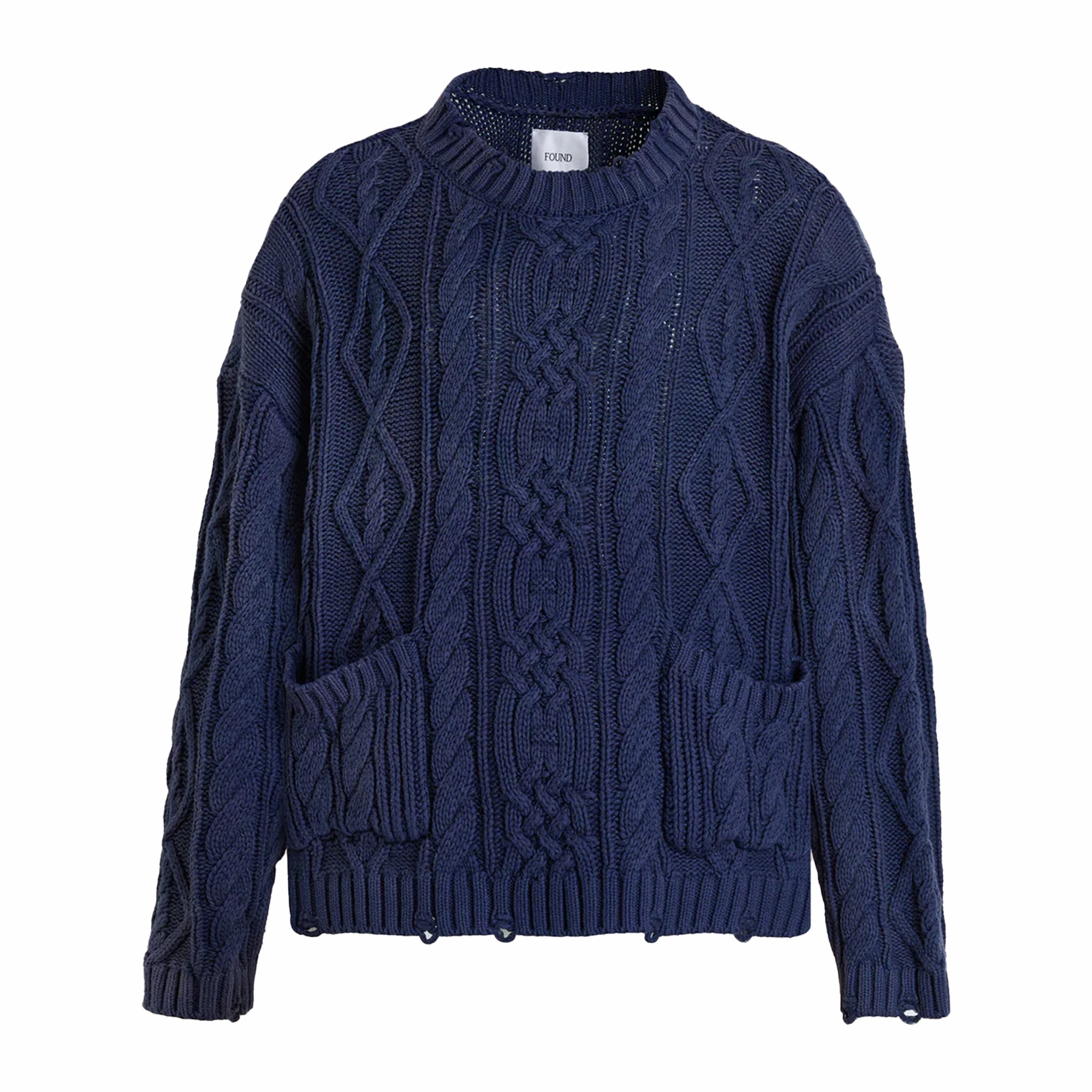 Found Cable Knit Sweater (Faded Navy) - August Shop
