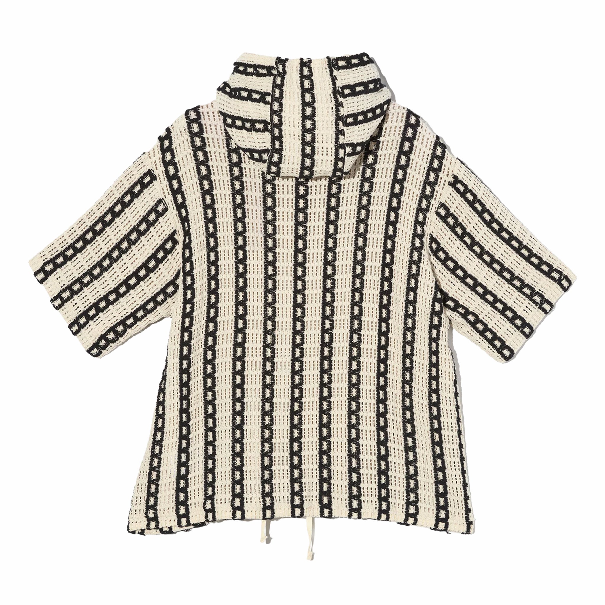 Engineered Garments Short Sleeve Hoody - Stripe CP Crochet (White) - August Shop