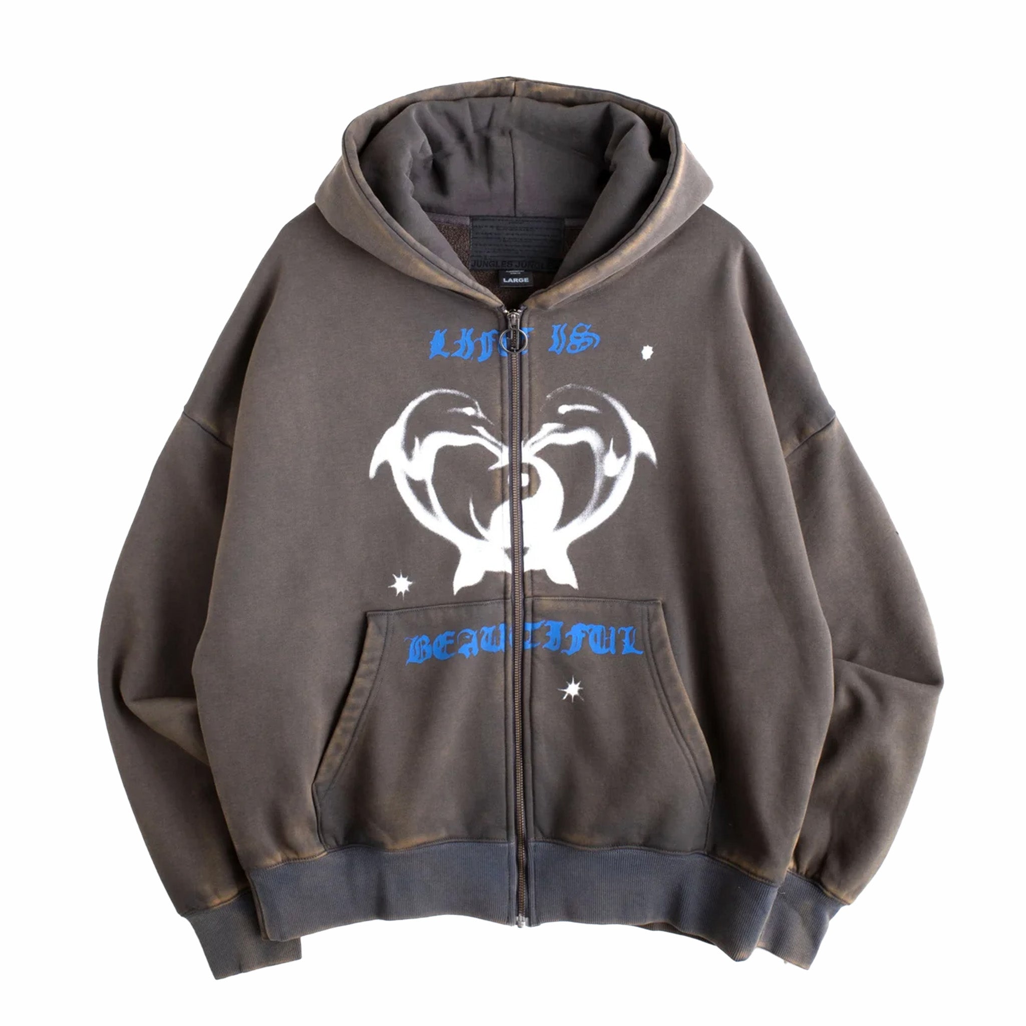 Jungles Beatiful Life Zip Hoodie (Vintage Grey) - August Shop