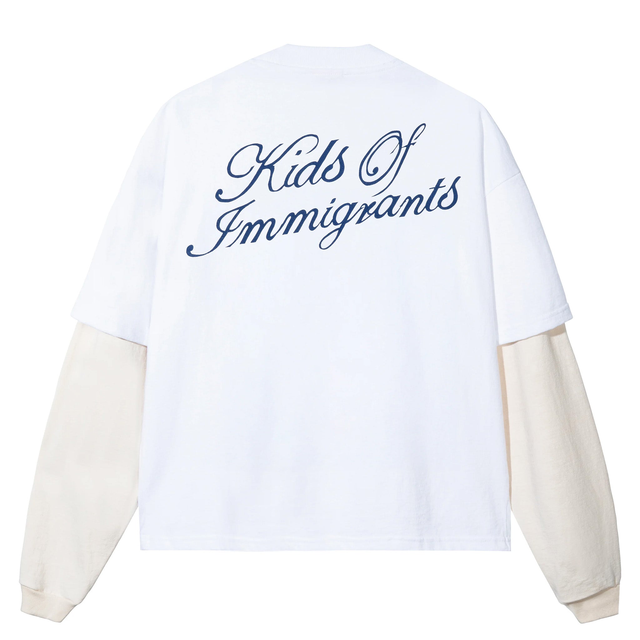 Kids of Immigrants Support Your Friends Double Layer L/S Tee (White/Off White) - August Shop