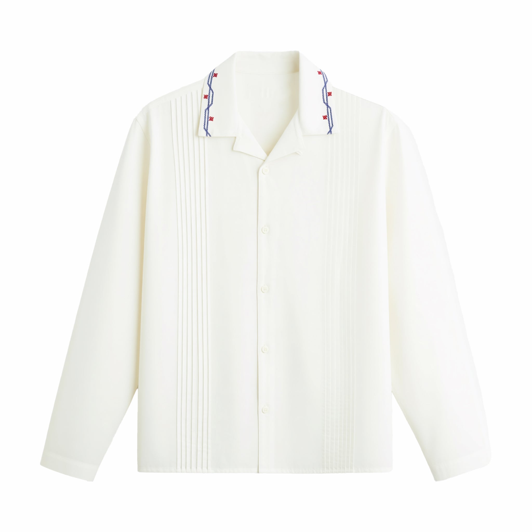 Wax London Corey LS Shirt - Pintuck Border (Ecru) - August Shop