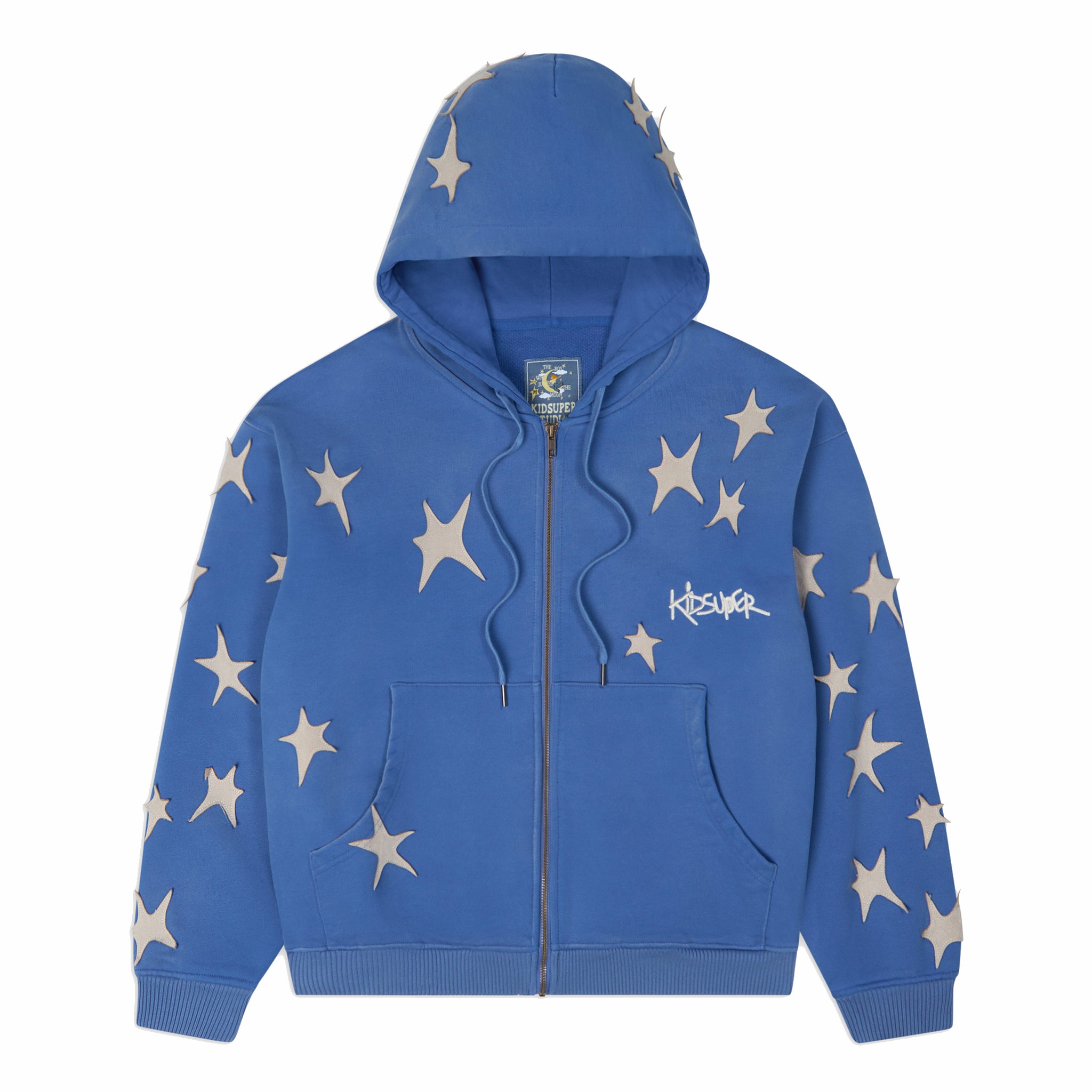 Kidsuper Stars Patchwork Washed Hoodie (Blue) - August Shop