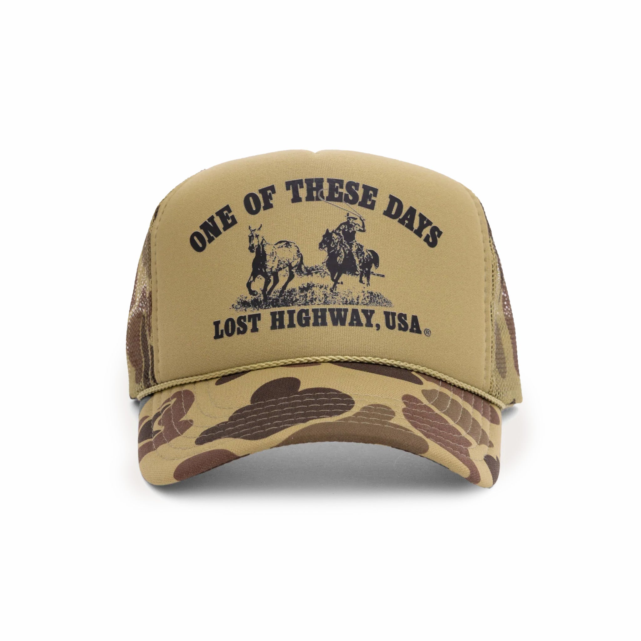 One Of These Days Lost Highway Foam Trucker Hat (Light Green Camo) - August Shop