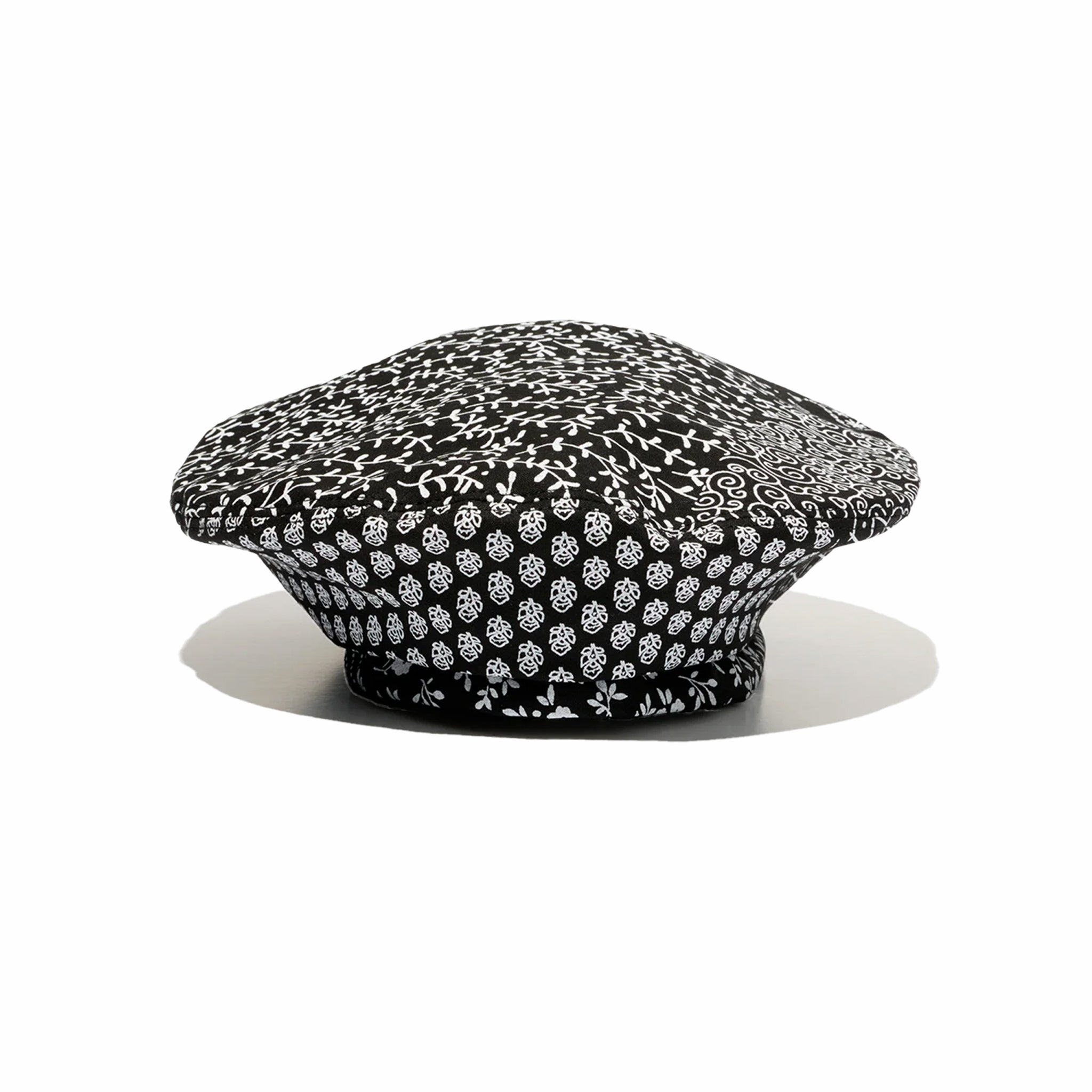 Engineered Garments Beret - White Cotton Patchwork Print (Black) - August Shop