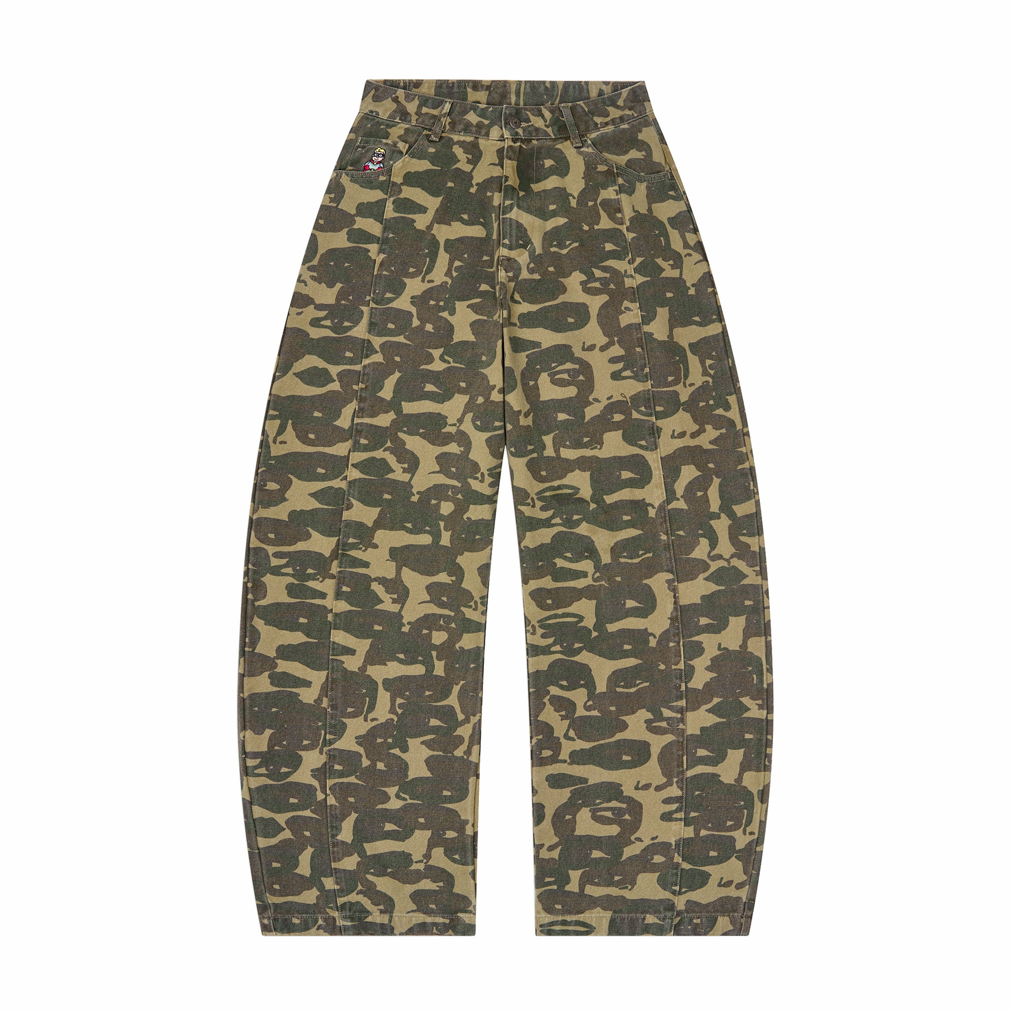 Kidsuper Face Camo Wide Leg Jean (Dark Green) - August Shop