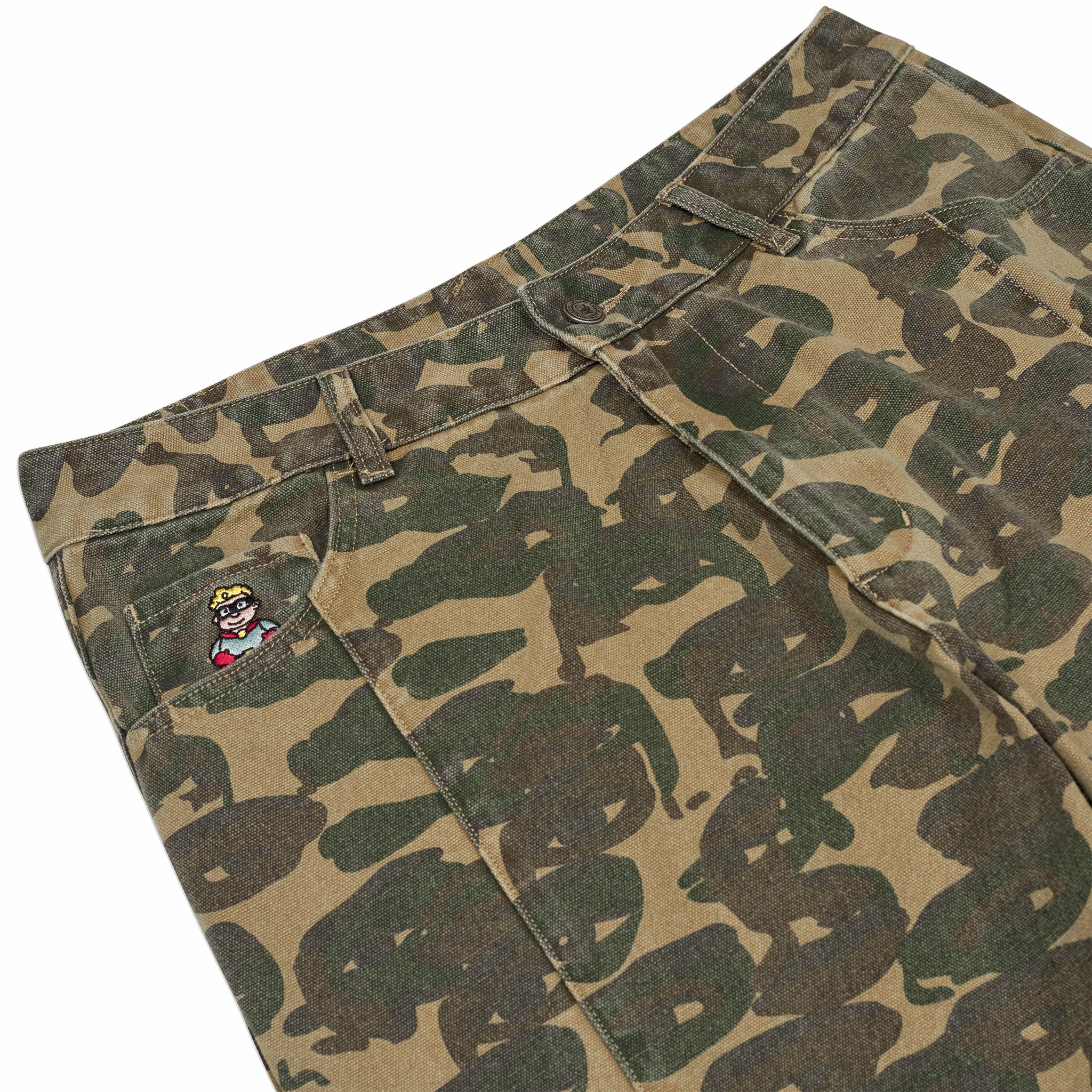 Kidsuper Face Camo Wide Leg Jean (Dark Green) - August Shop