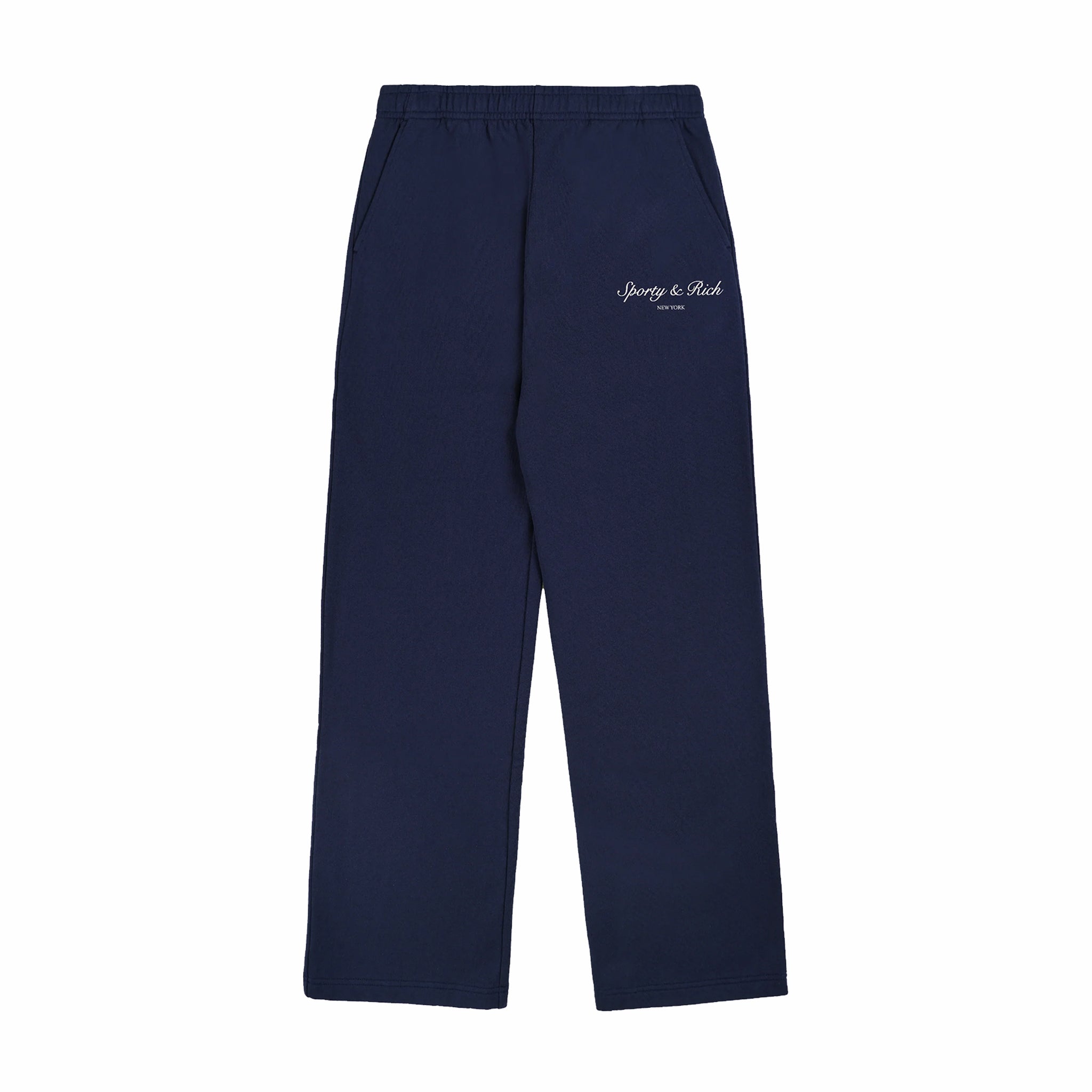 Sporty &amp; Rich Men's Syracuse Wide Sweatpants (Dark Navy/Ecru)
