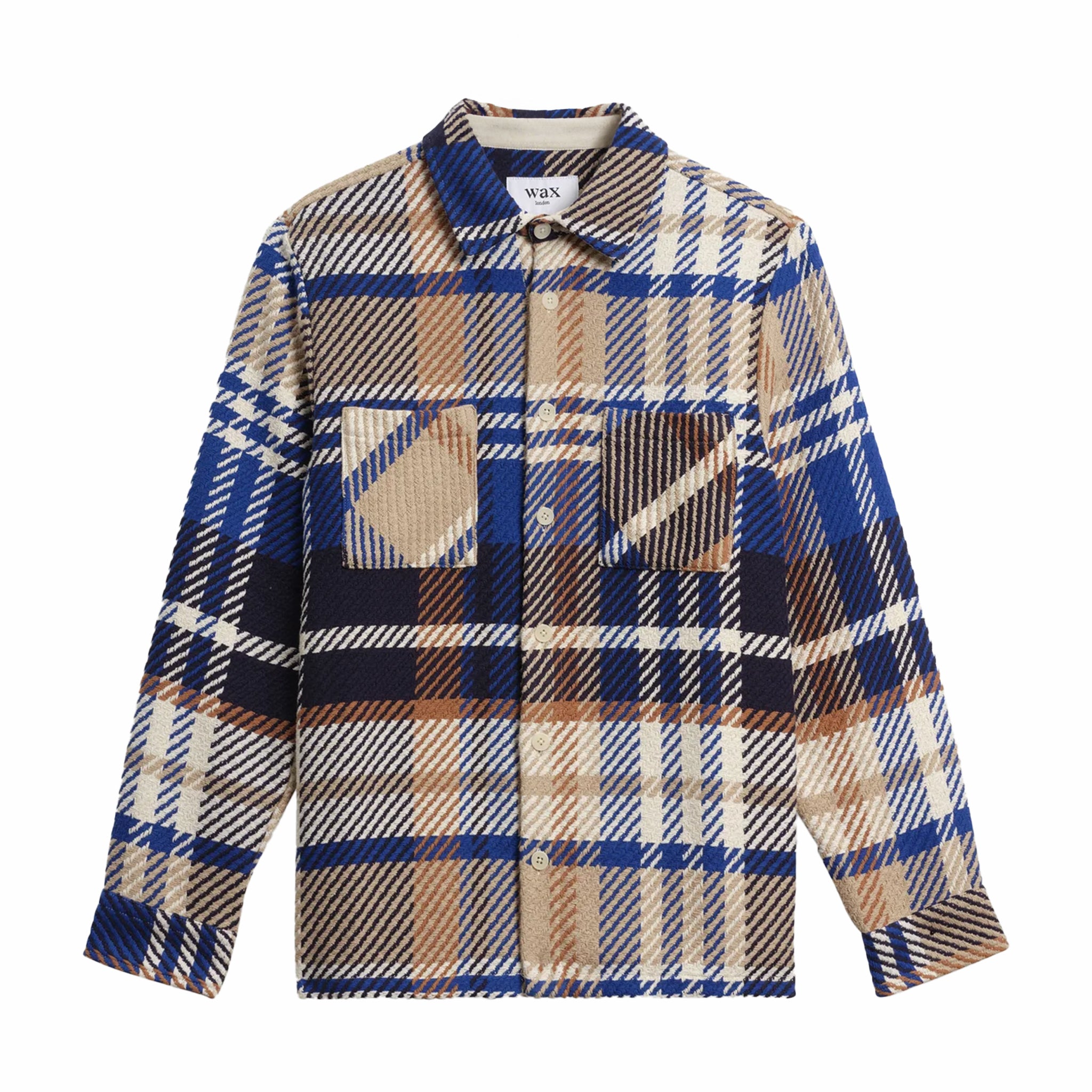 Wax London Whiting Overshirt - Bold Check (Blue/Tan) - August Shop