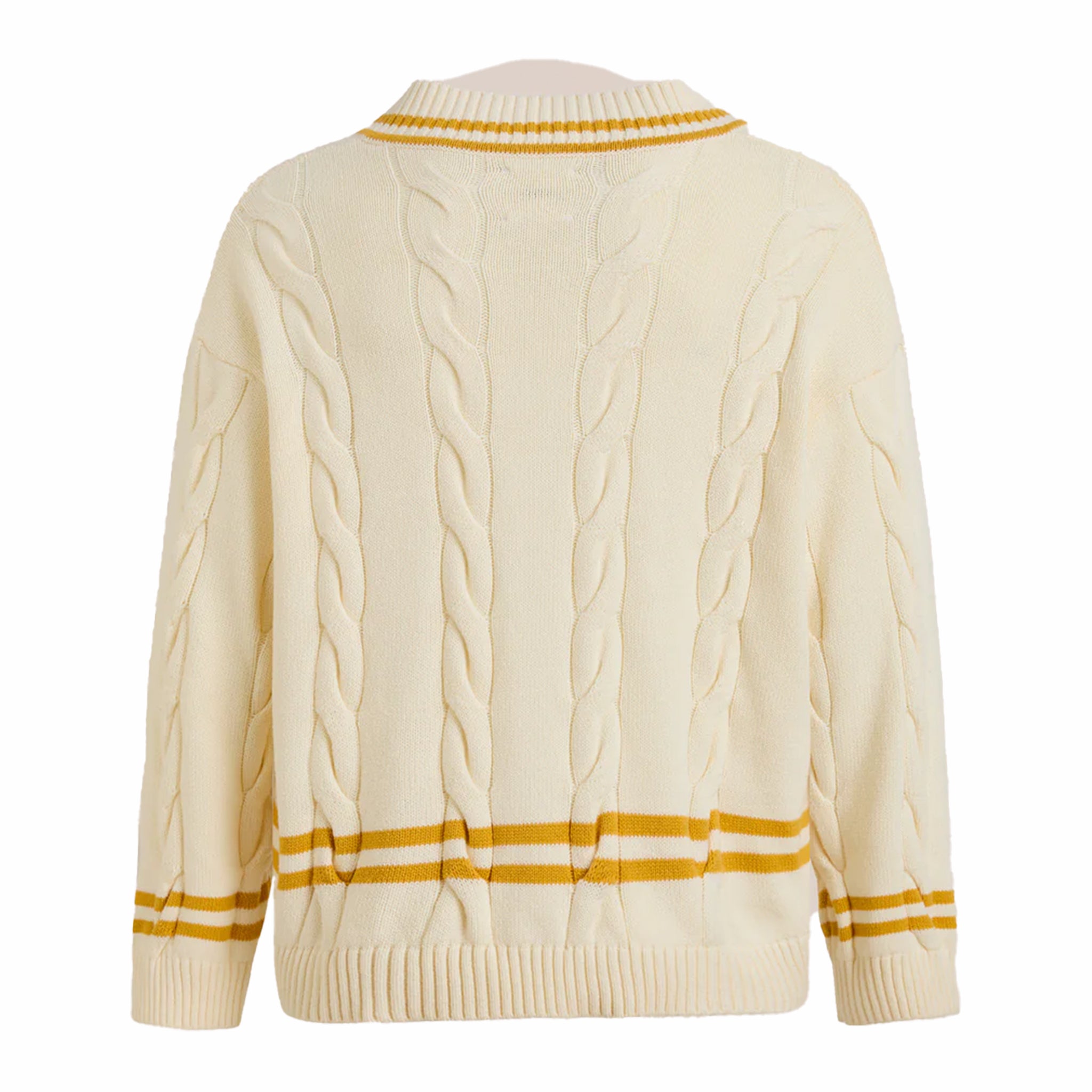 Found Cricket V-Neck Sweater (Cream/Gold) - August Shop