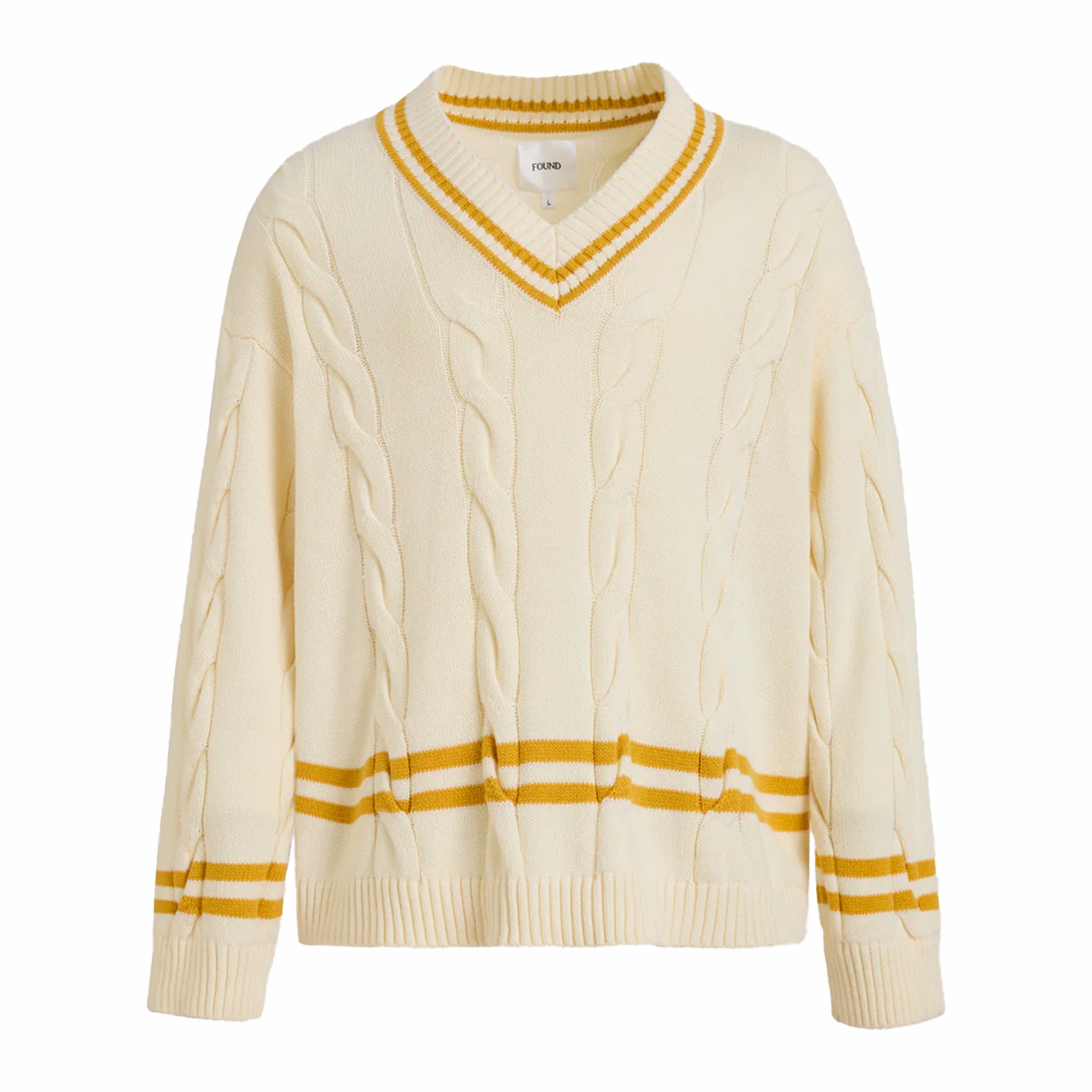 Found Cricket V-Neck Sweater (Cream/Gold) - August Shop