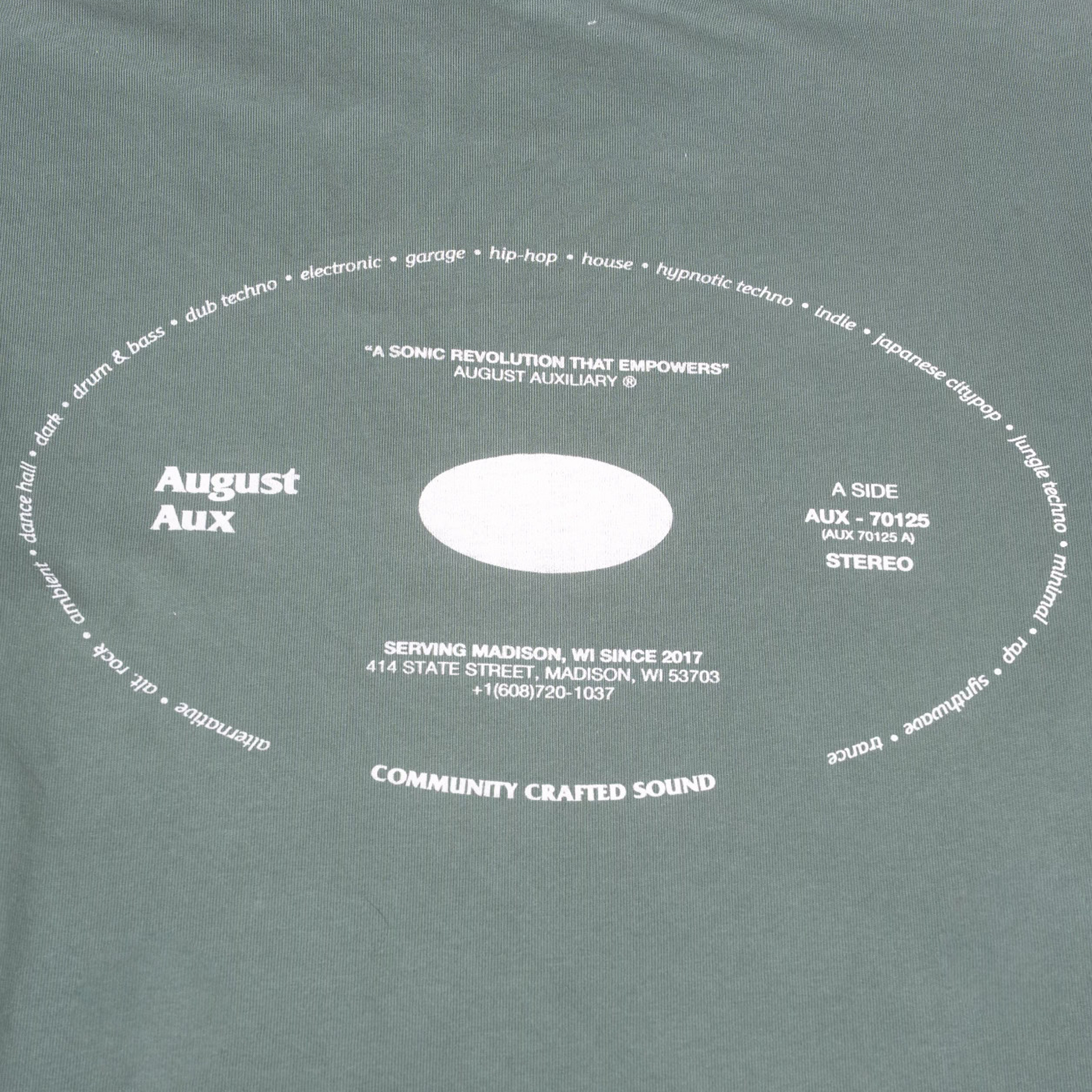 August "August Aux" 7.5oz Heavyweight T-Shirt (Vintage Green) - August Shop