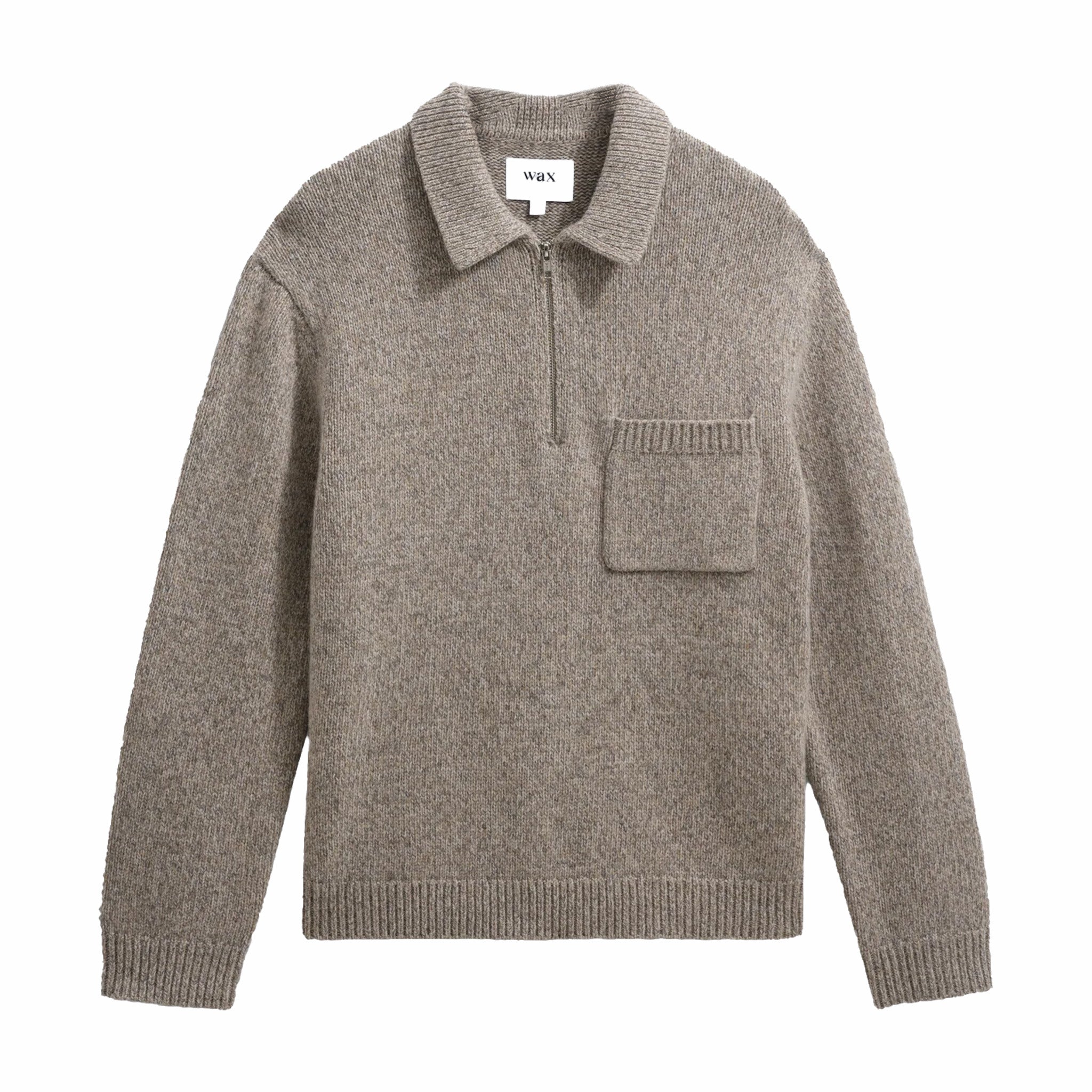 Wax London Alpha Zip Polo - Plain Stitch Fleck (Grey) - August Shop