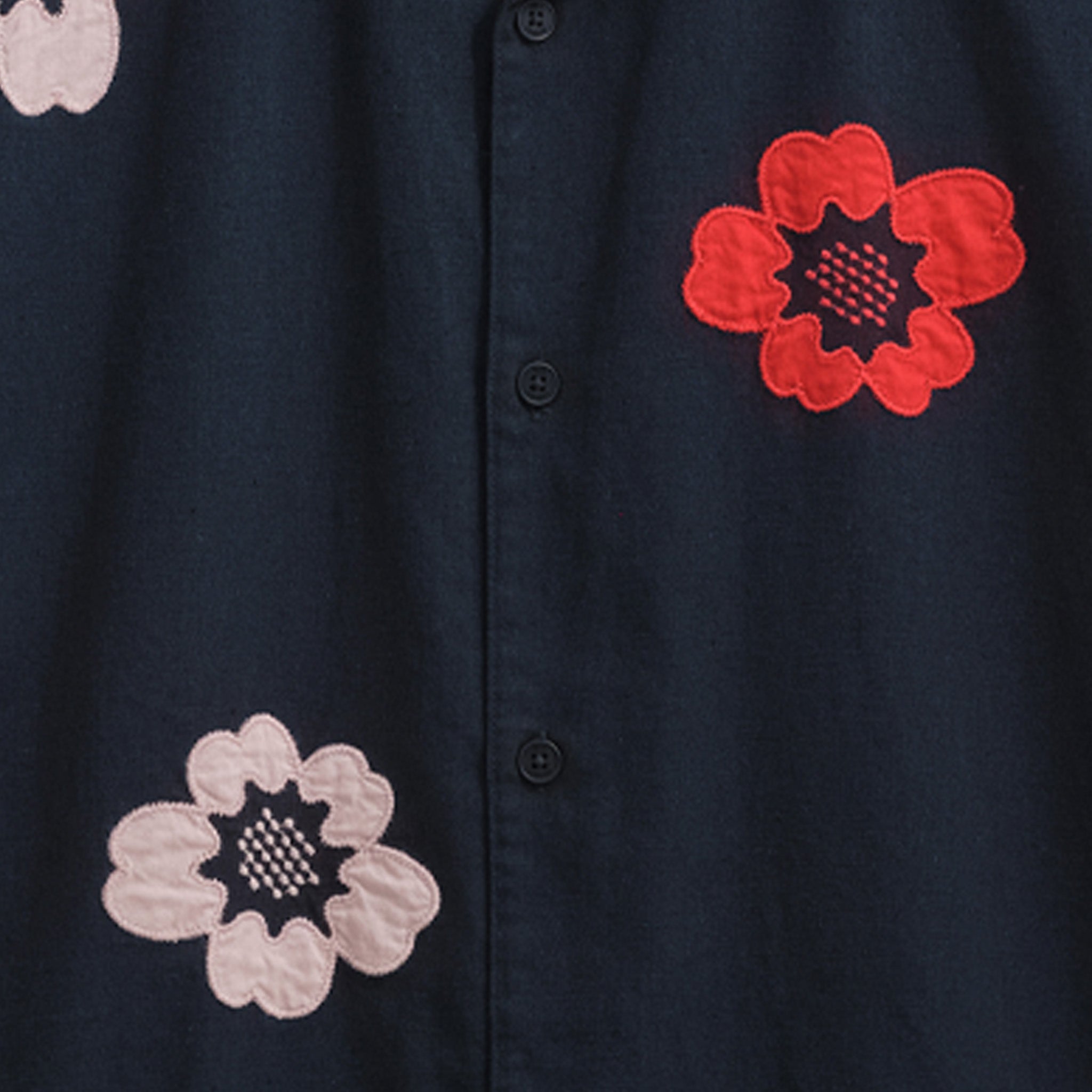 Wax London Didcot Short Sleeve Shirt - Applique Floral (Navy) - August Shop