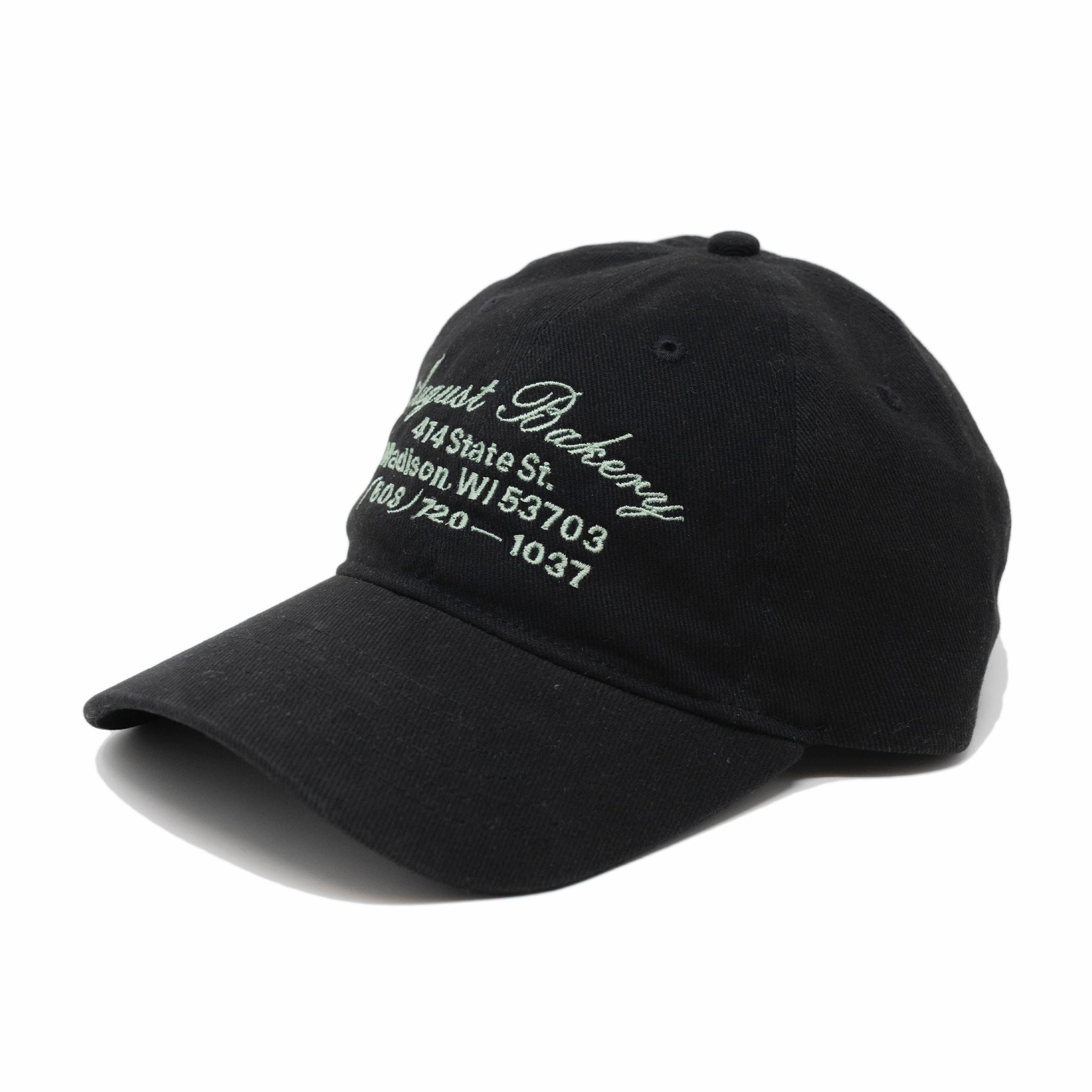 August &quot;Bakery&quot; 6 Panel Twill Hat (Black/Seafoam) - August Shop