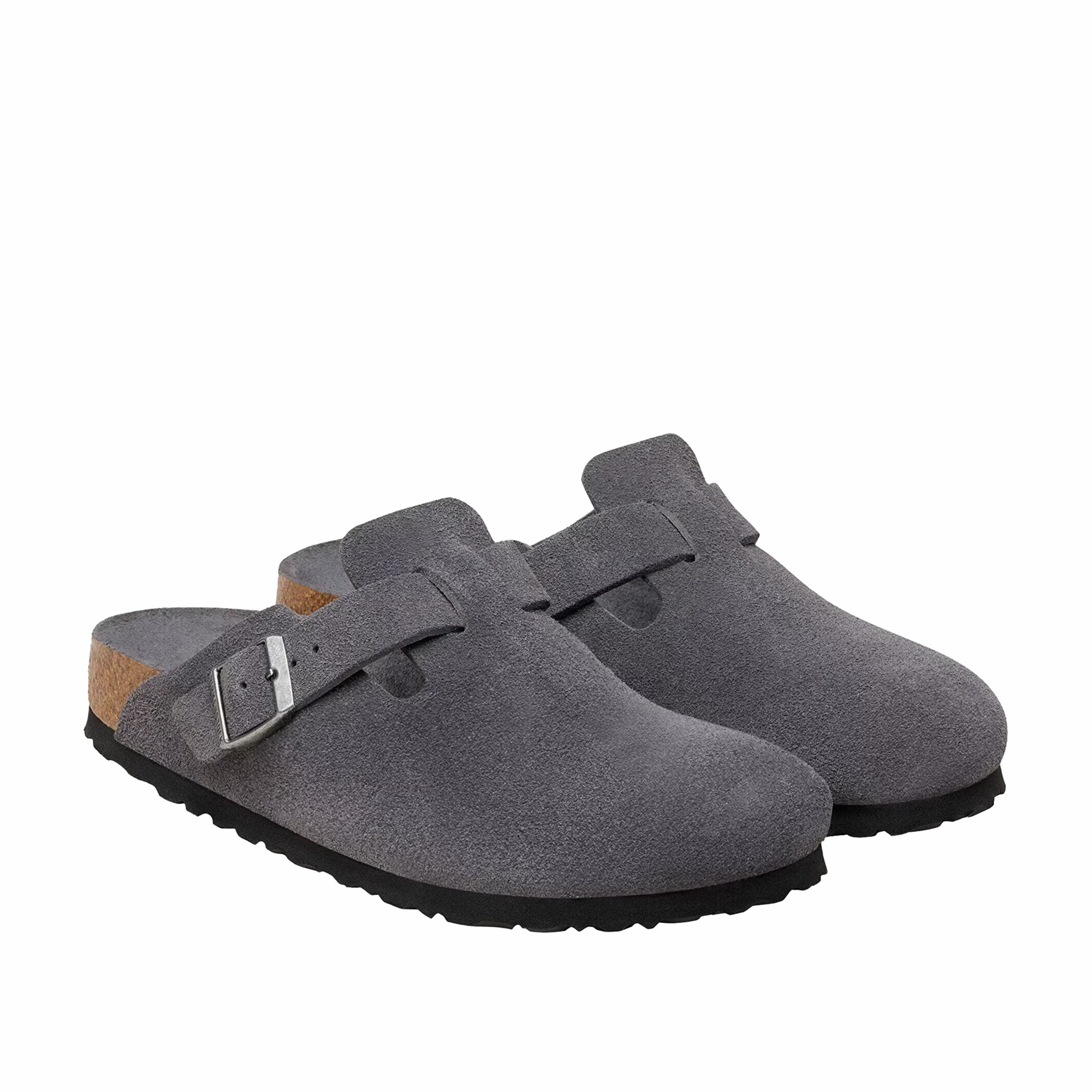 Birkenstock Men's Boston Soft Footbed Suede Leather - Regular (Charcoal) - August Shop