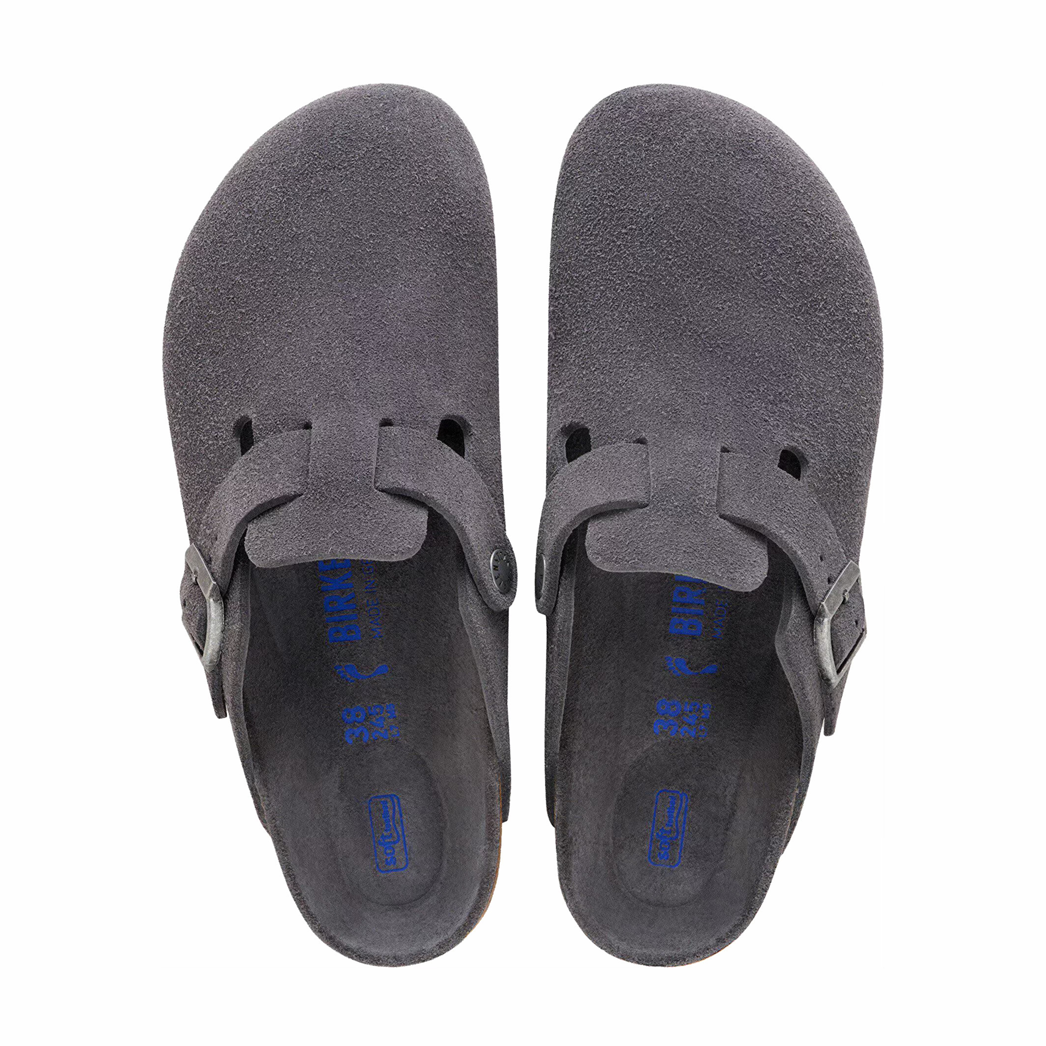 Birkenstock Men's Boston Soft Footbed Suede Leather - Regular (Charcoal) - August Shop