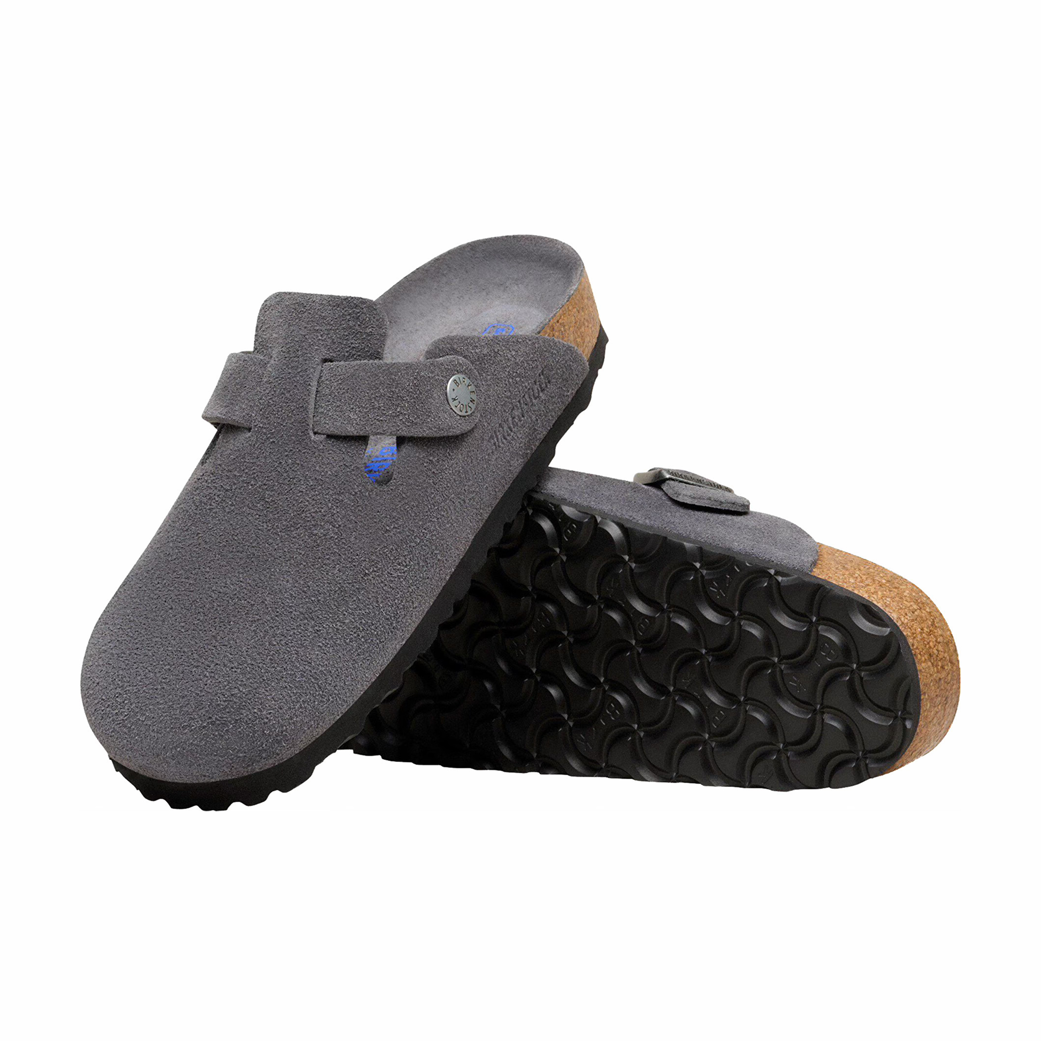 Birkenstock Men's Boston Soft Footbed Suede Leather - Regular (Charcoal) - August Shop