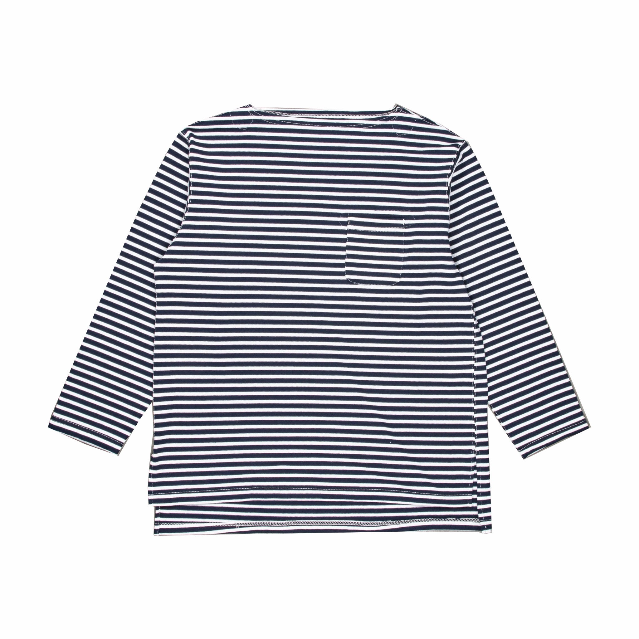 Engineered Garments Basque Shirt Jersey - Navy/White PC Stripe (Blue) - August Shop