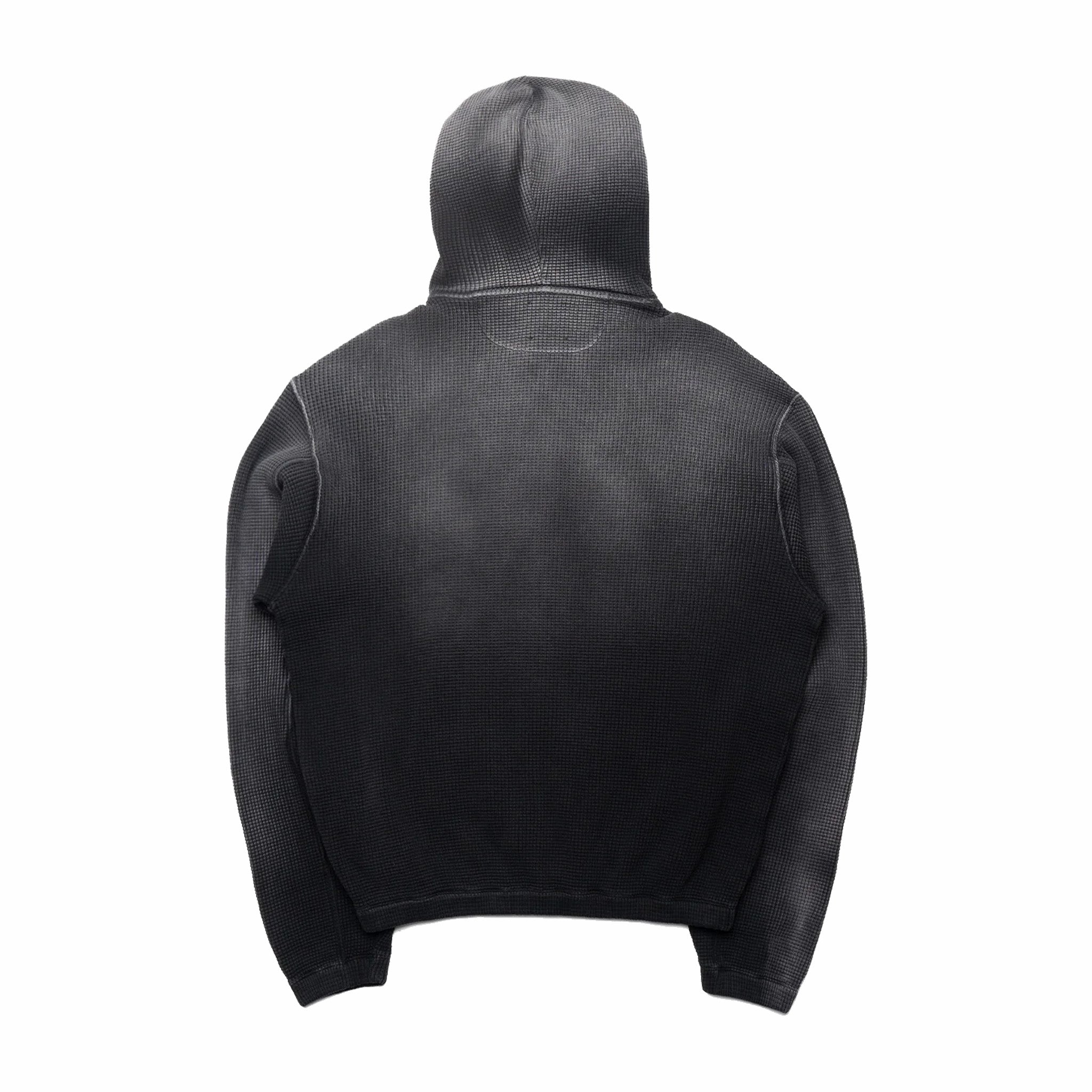 ROA Bee Sun Faded Waffle Zip Up Hoodie (Black) - August Shop