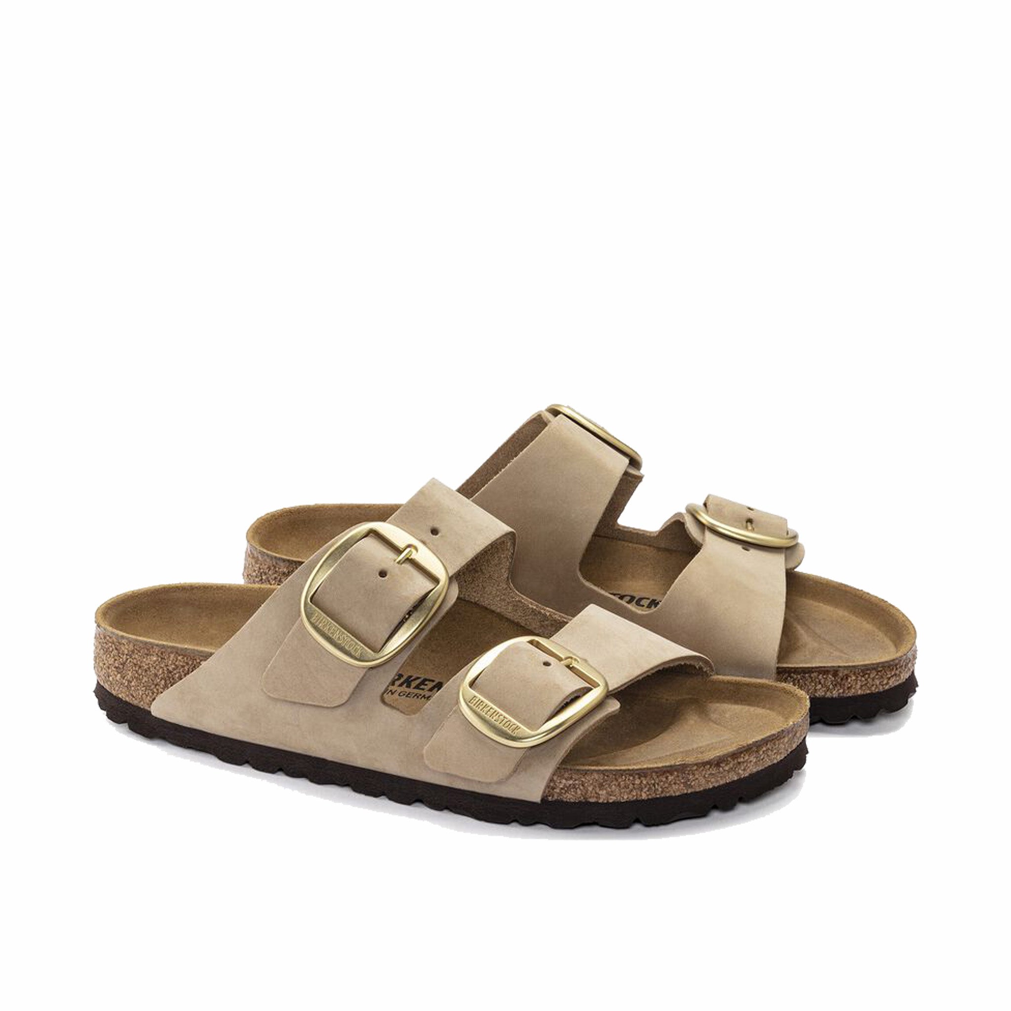 Birkenstock Women&#39;s Arizona Big Buckle Nubuck Leather (Sandcastle) - August Shop