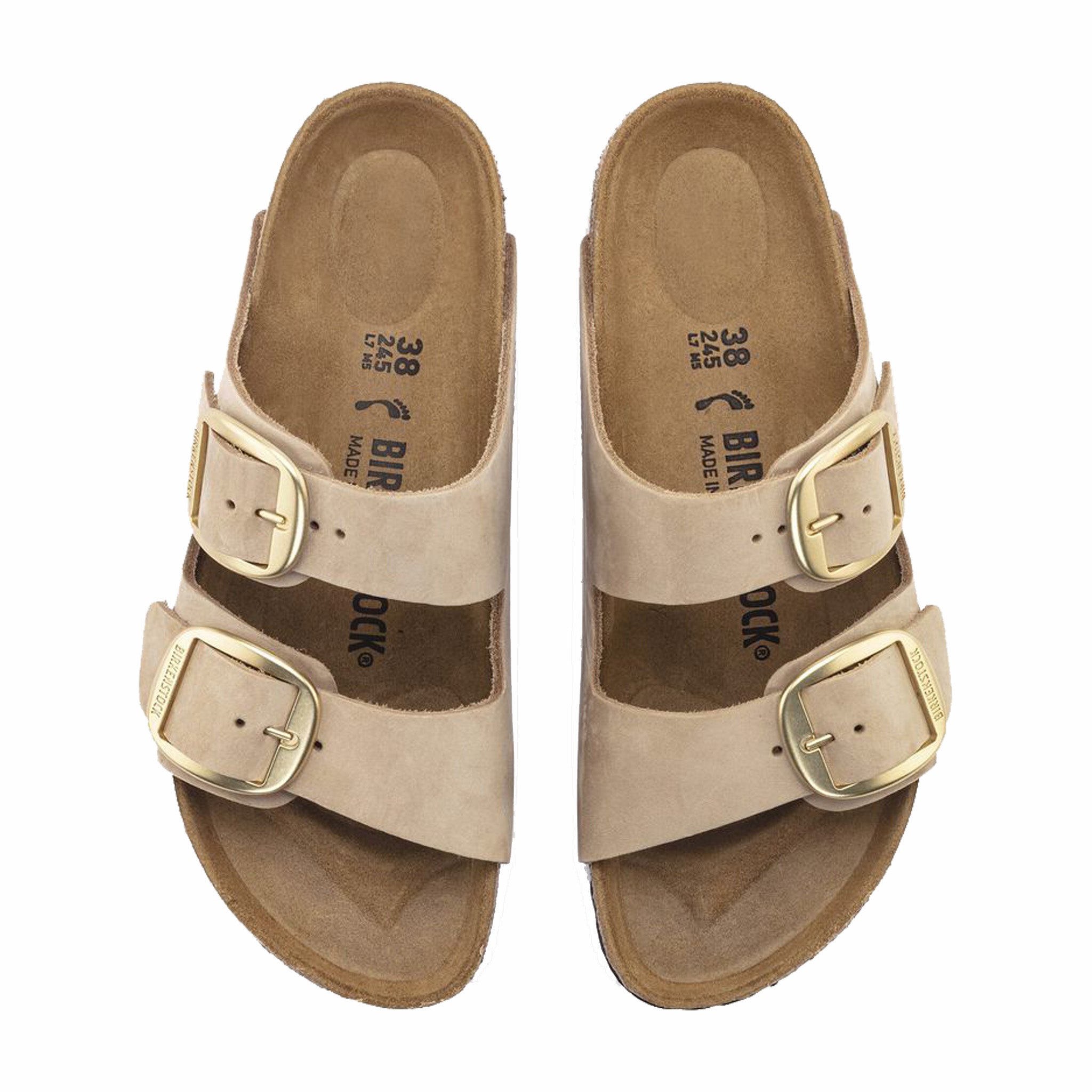 Birkenstock Women&#39;s Arizona Big Buckle Nubuck Leather (Sandcastle) - August Shop